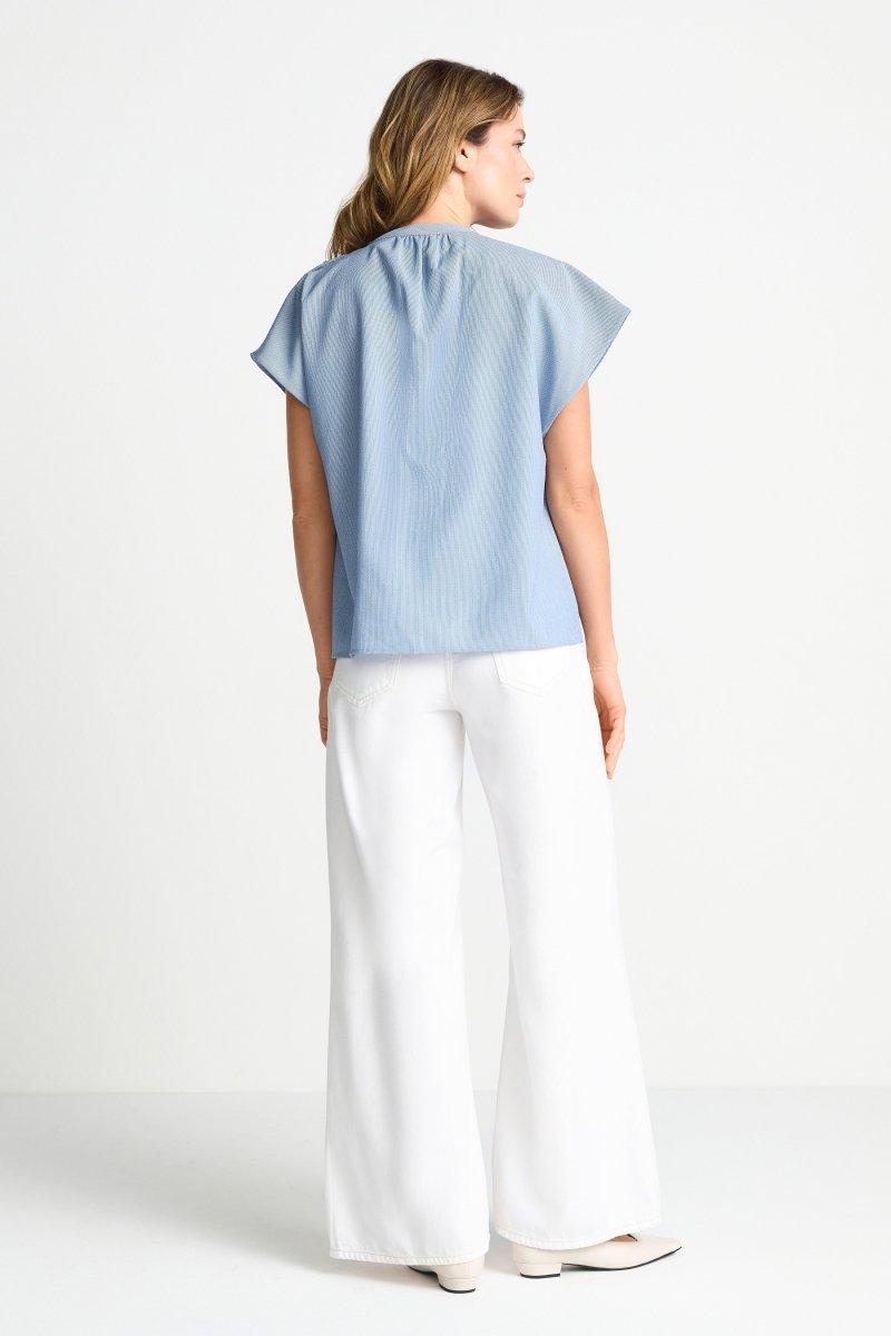 Volant-Bluse mit Schulterknöpfen-Rich & Royal