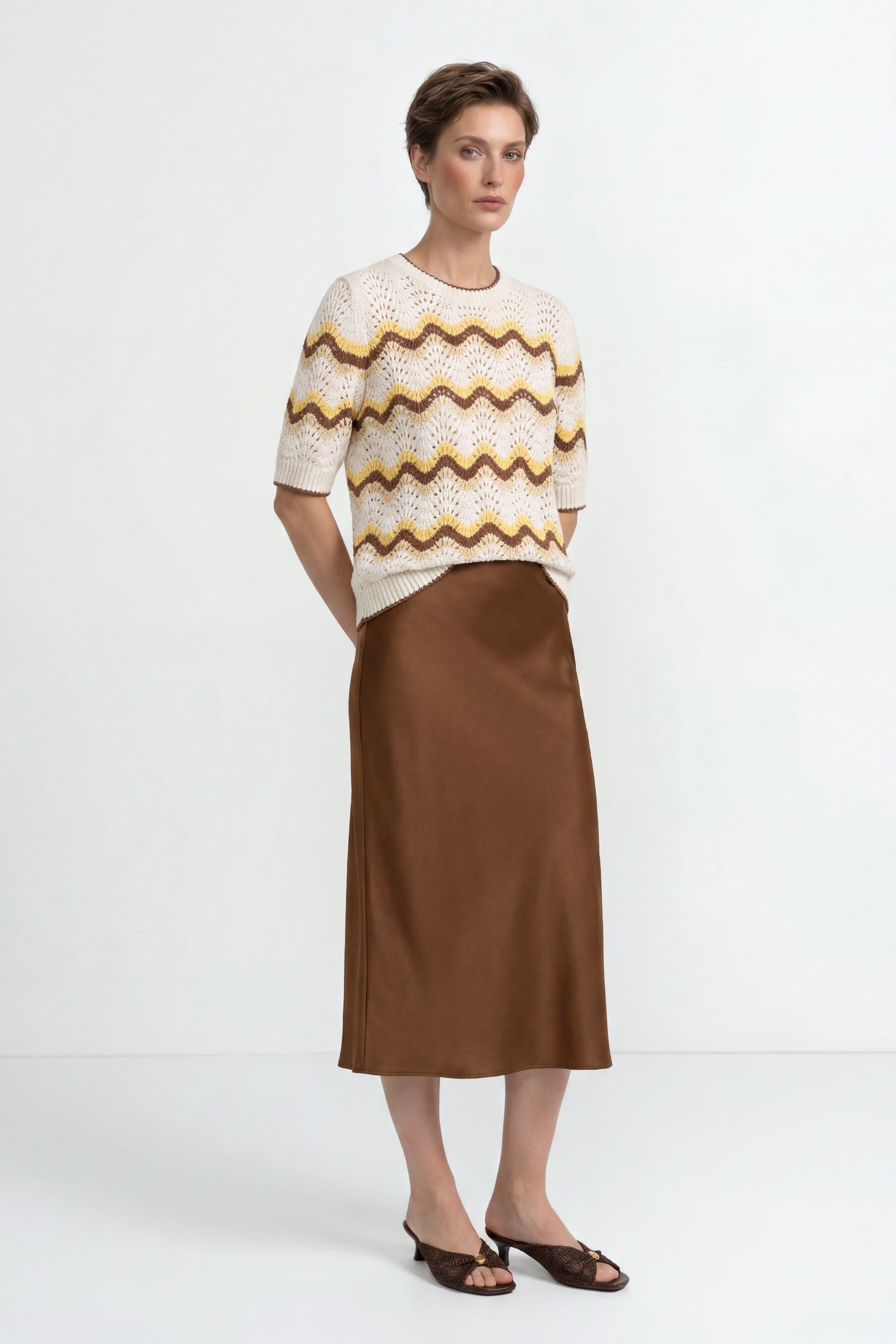 Kurzarm-Pullover mit Wellenmuster-Rich & Royal