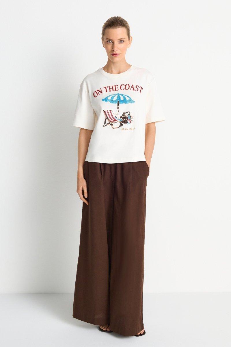 T-Shirt Perlen-Schriftzug-Rich & Royal