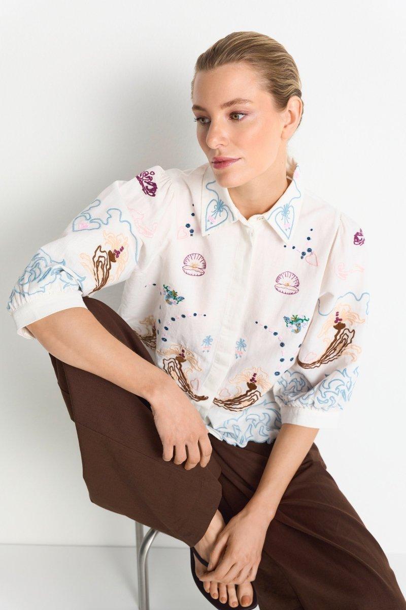 Bluse mit Stickerei-Rich & Royal