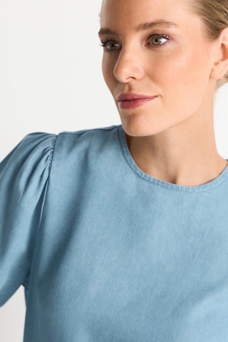 Kurzarmbluse im Denim-Look-Rich & Royal