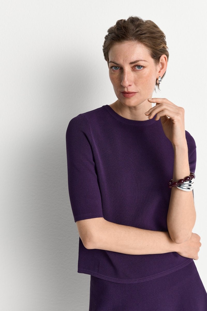 Kurzarm-Pullover mit Rippkragen-Rich & Royal