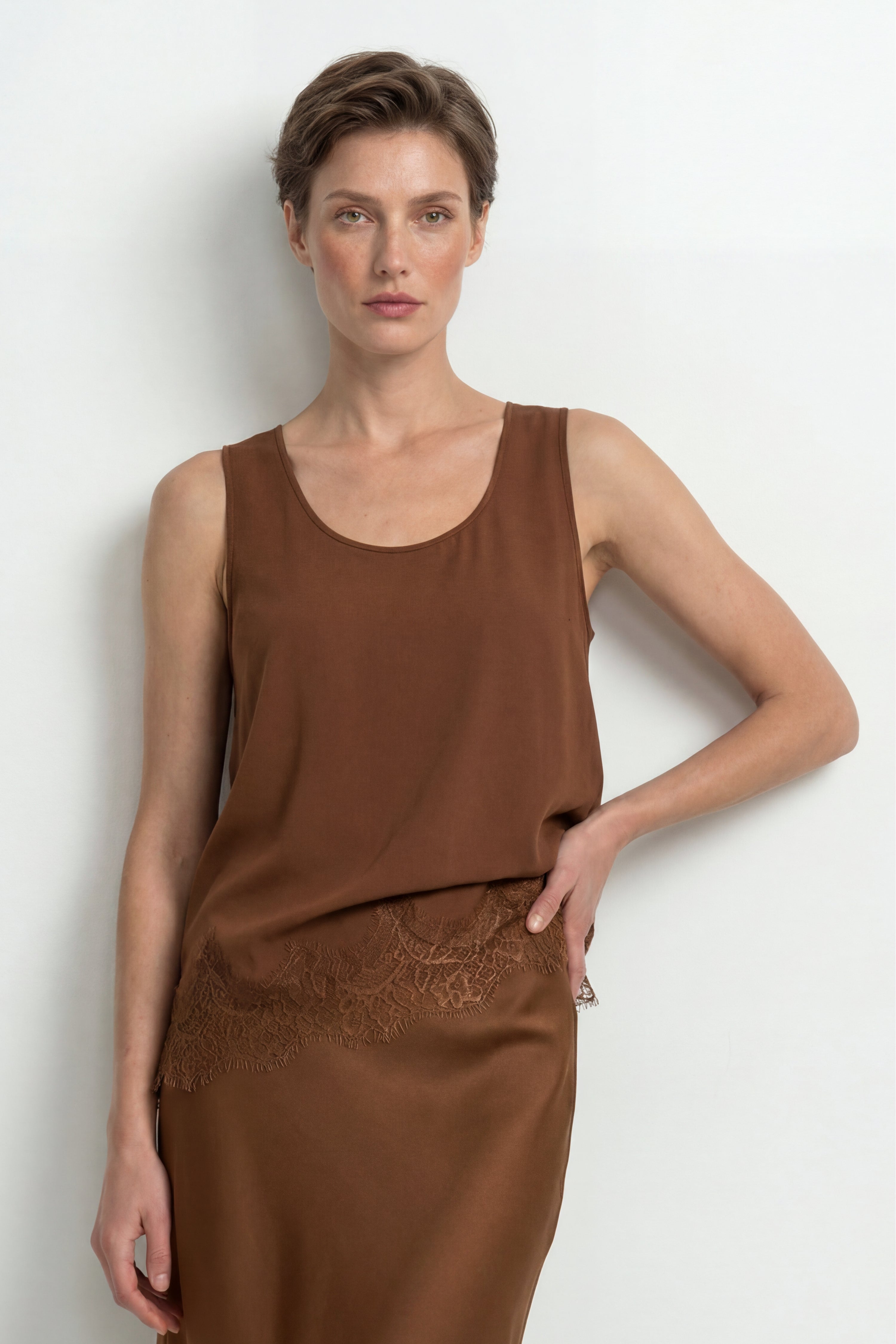 Satin Top mit Spitze-Rich & Royal