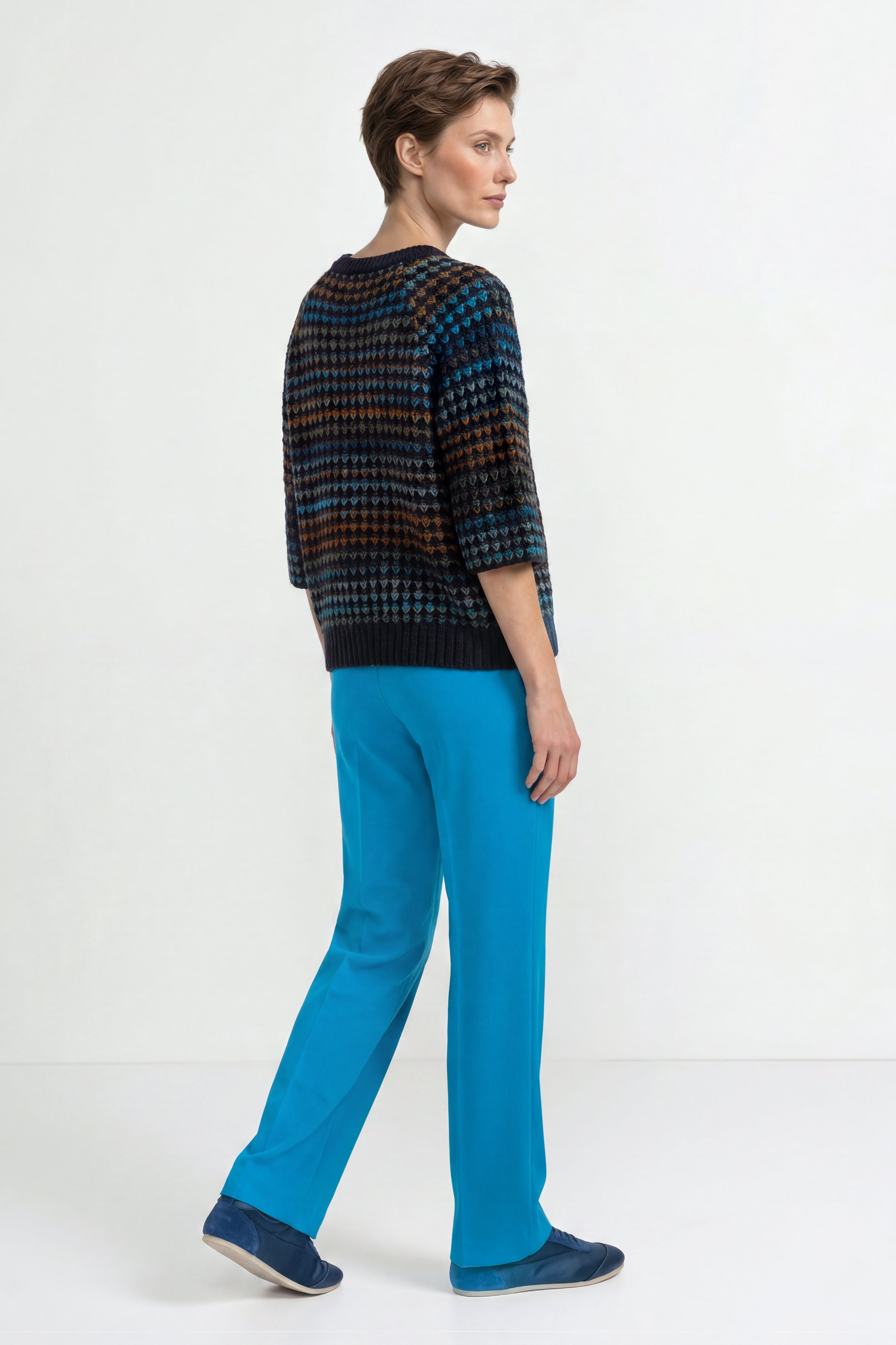 Kurzarm-Pullover mit Ajourstrick-Rich & Royal