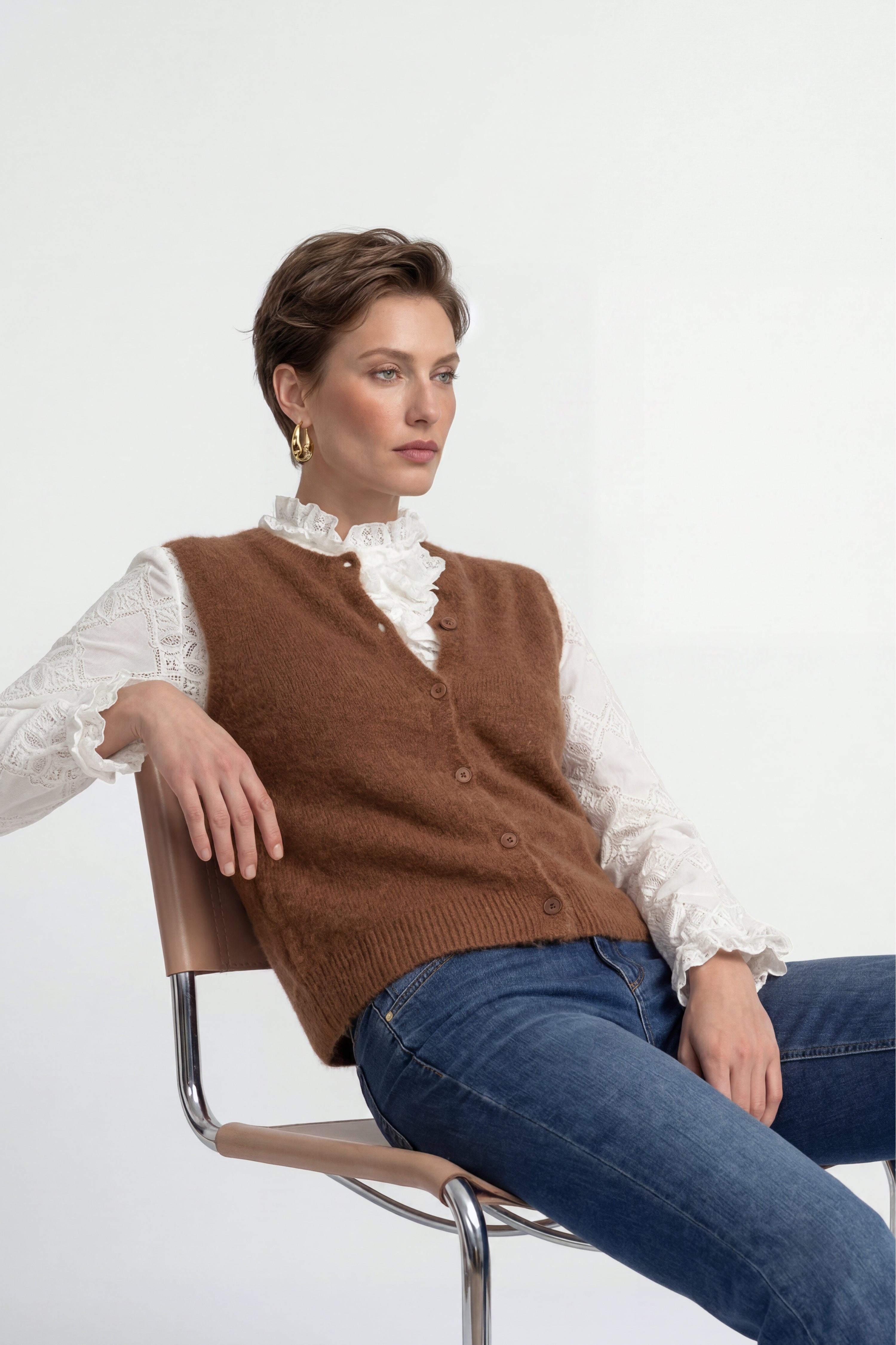 Strickweste mit Knöpfen-Rich & Royal
