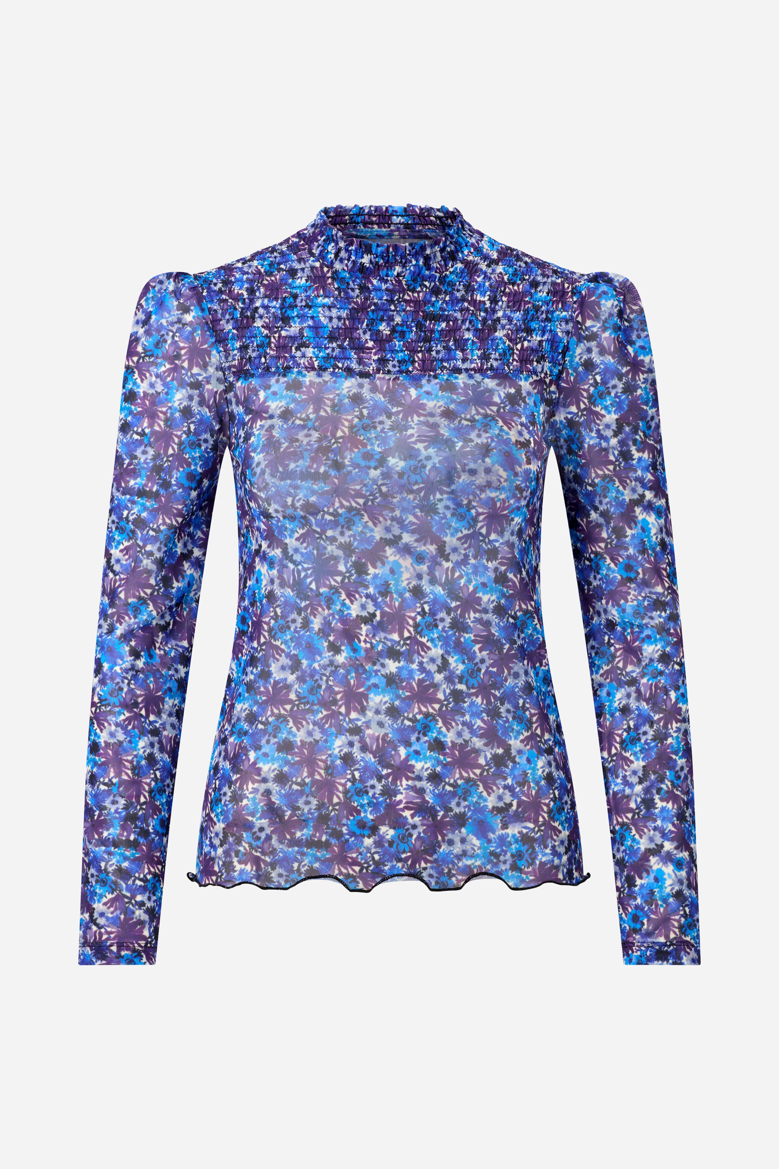 Mesh-Longsleeve mit Smokdetails-Rich & Royal
