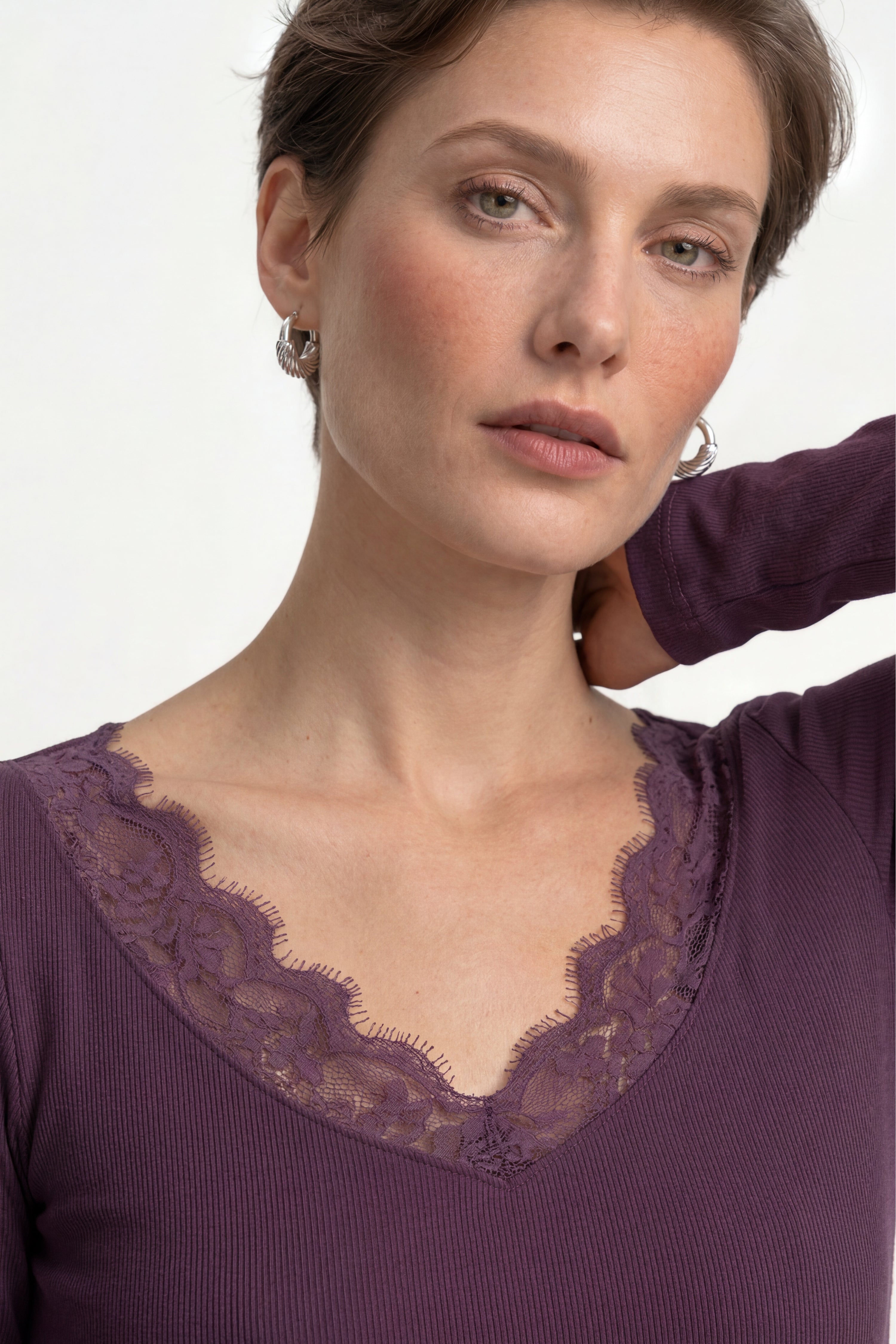 Longsleeve mit Eyelash-Spitze-Rich & Royal