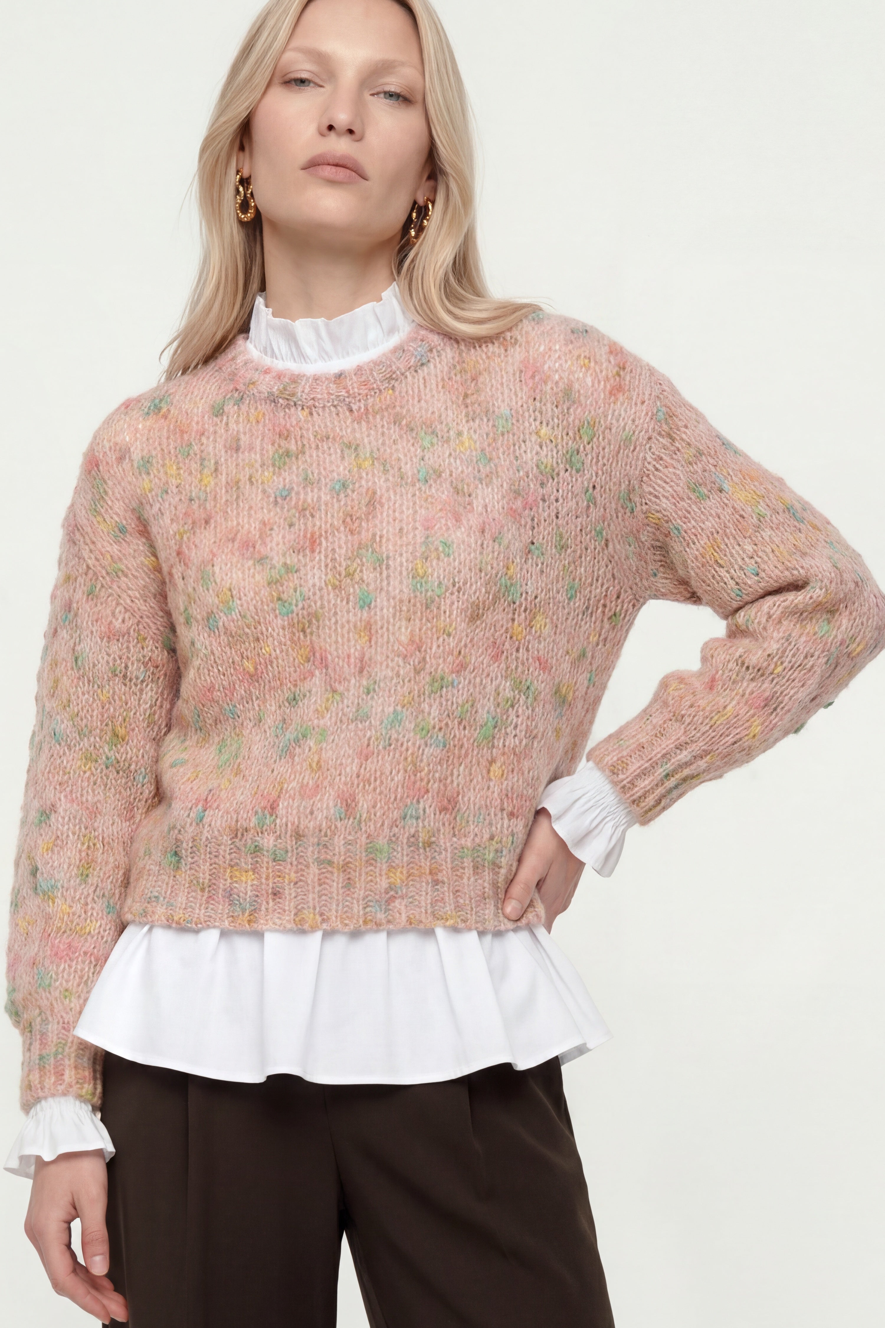 Grobstrickpullover mit Effektgarn-Rich & Royal