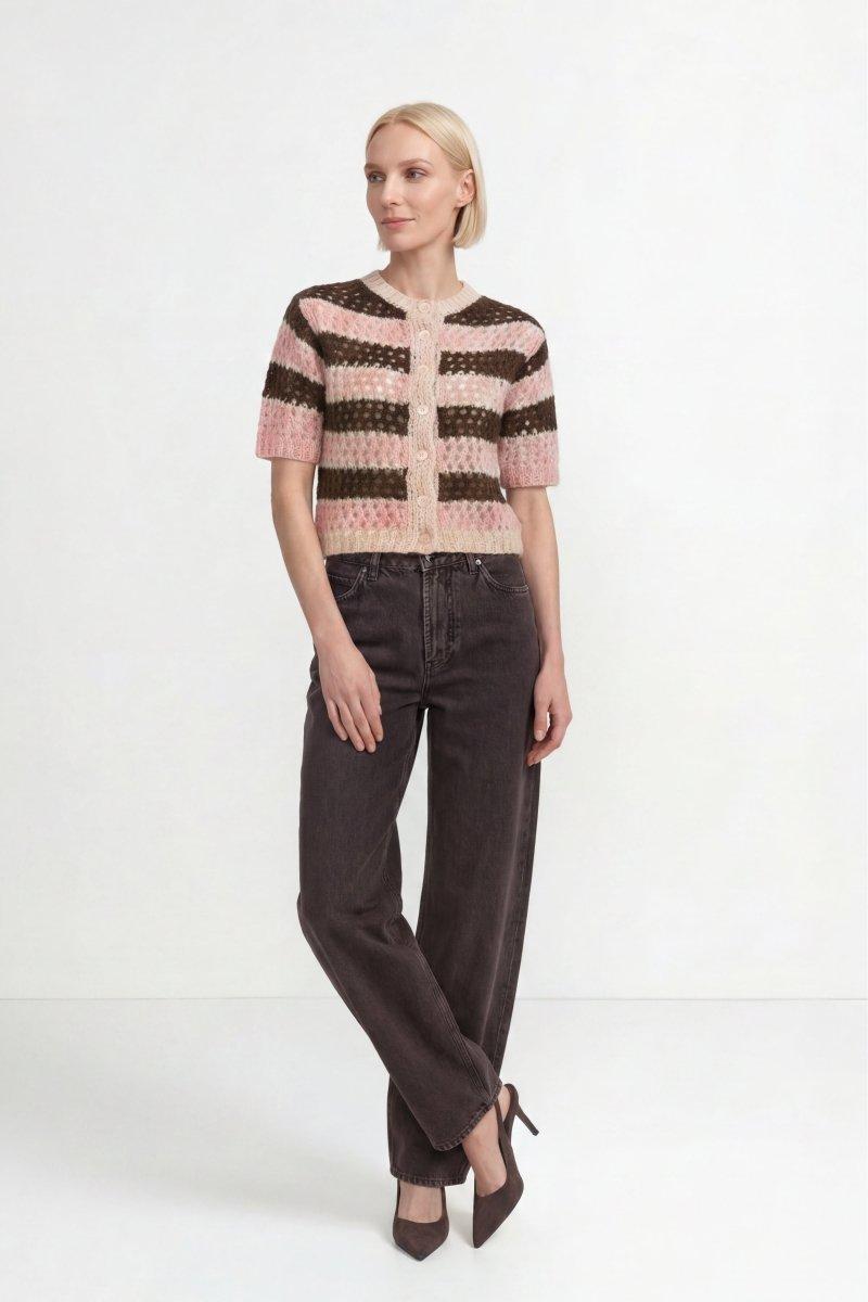 Gestreifter Cardigan aus Alpaka-Mix-Rich & Royal