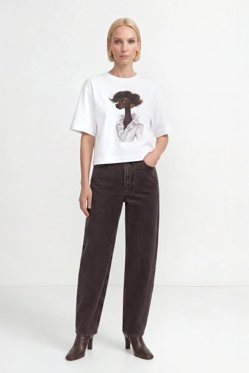 Baumwoll-T-Shirt mit Modeillustration-Rich & Royal