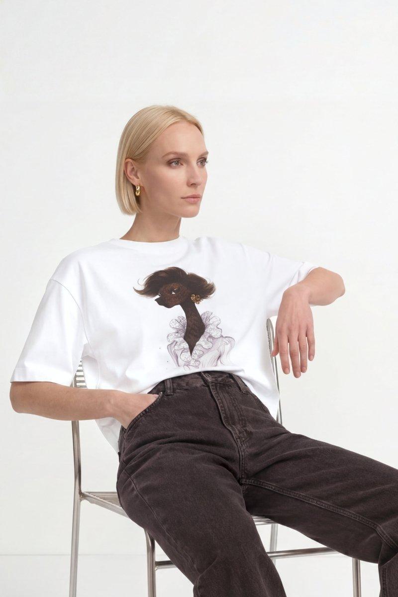 Baumwoll-T-Shirt mit Modeillustration-Rich & Royal