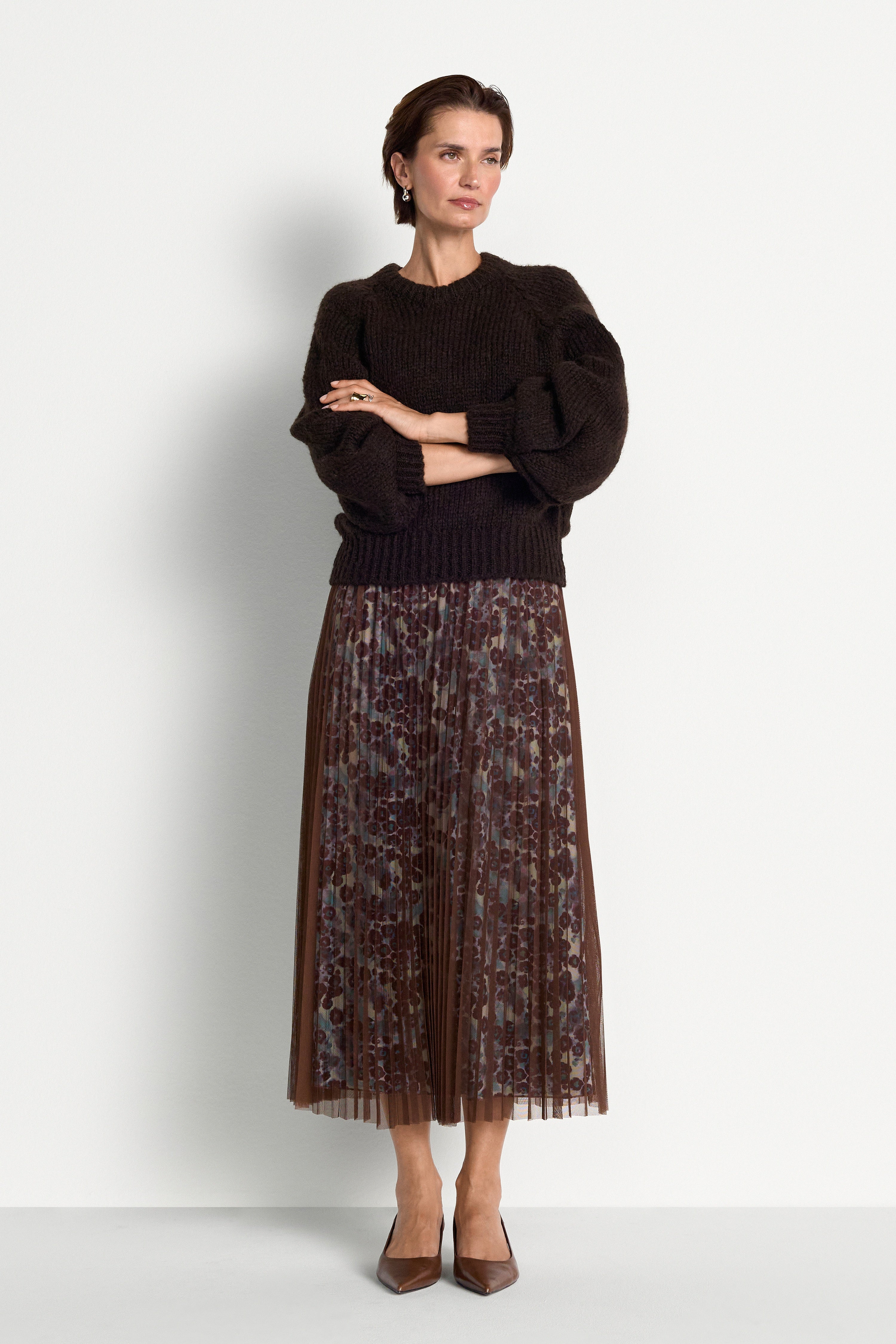 Plisseerock mit Tüll-Overlay Midi-Rich & Royal