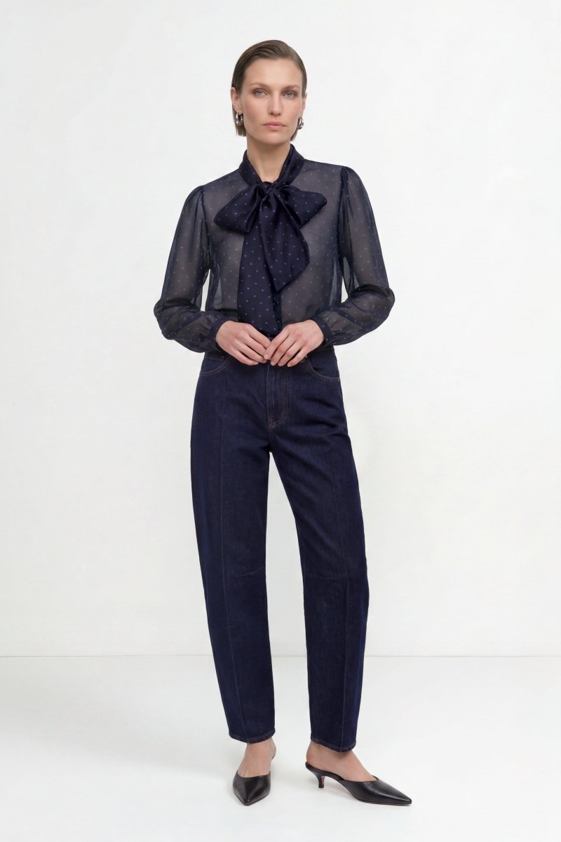 Schluppenbluse mit Punkte-Print-Rich & Royal