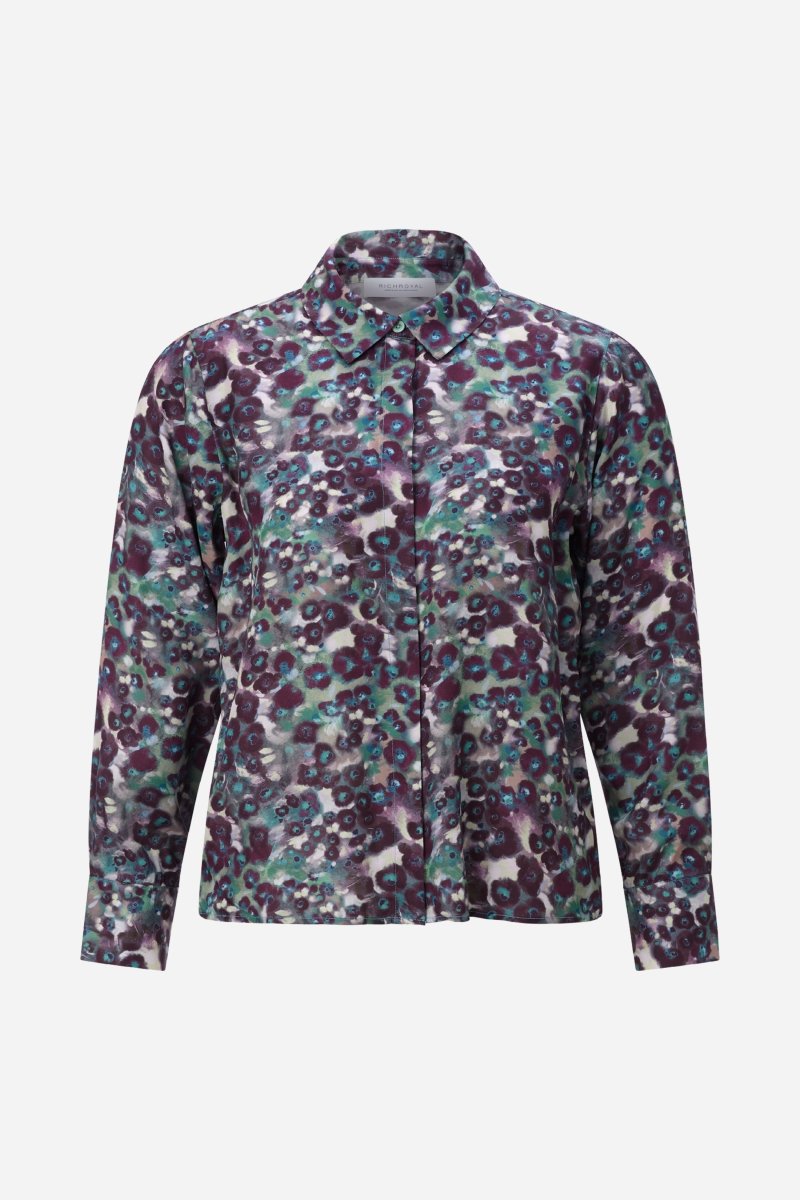 Hemdbluse mit floralem Aquarellprint-Rich & Royal