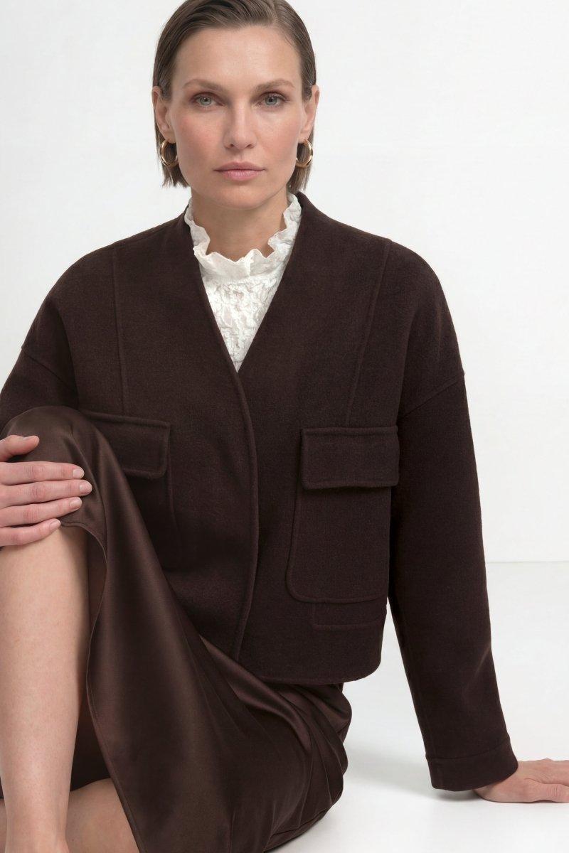 Cropped Wolljacke in Boxy-Fit-Rich & Royal