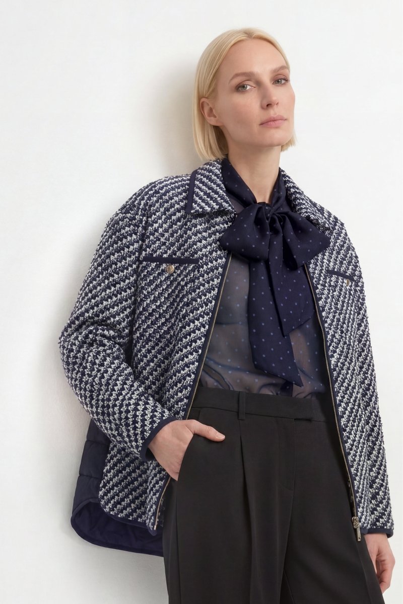 Tweed-Blouson mit Hahnentritt-Muster-Rich & Royal