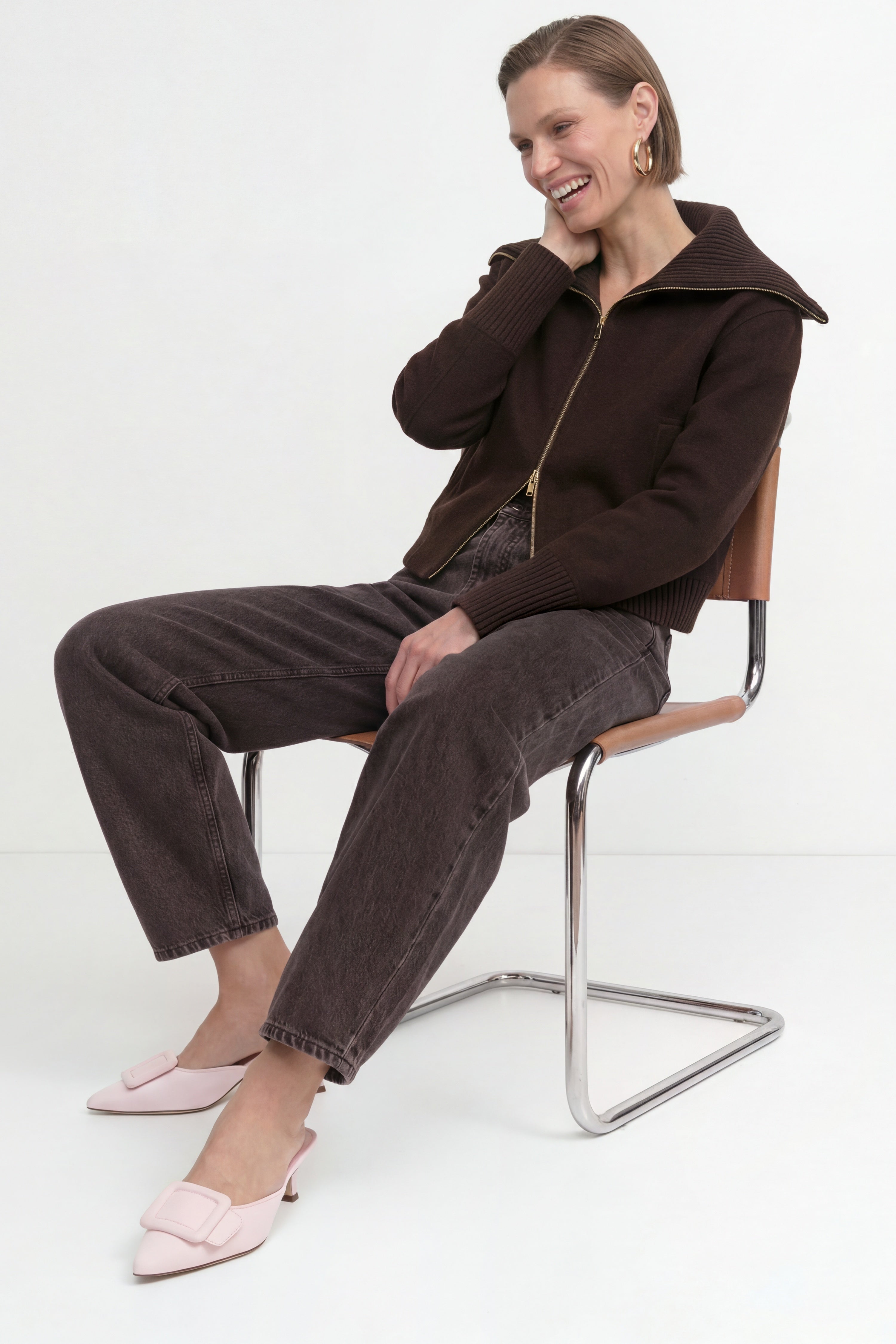 Baumwoll-Denim in Barrel-Fit-Rich & Royal
