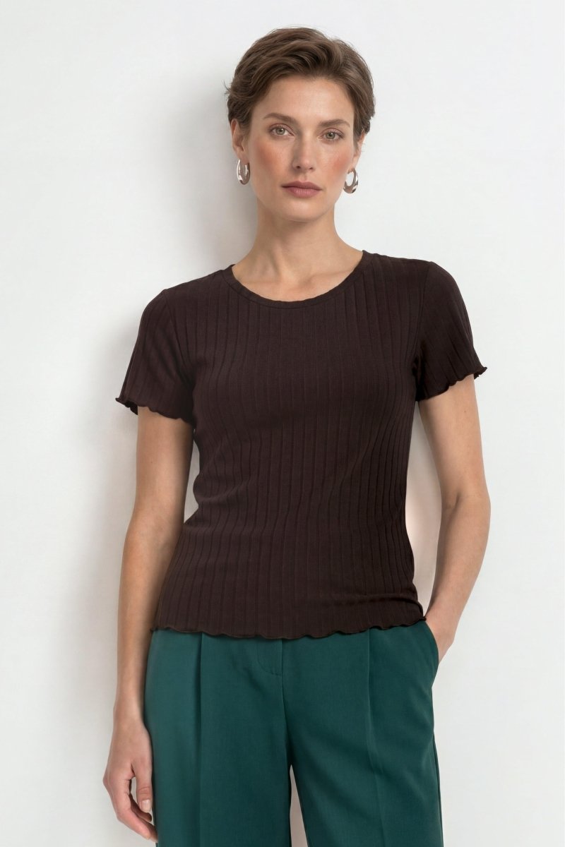 Ripp-Shirt mit Rüschensaum-Rich & Royal