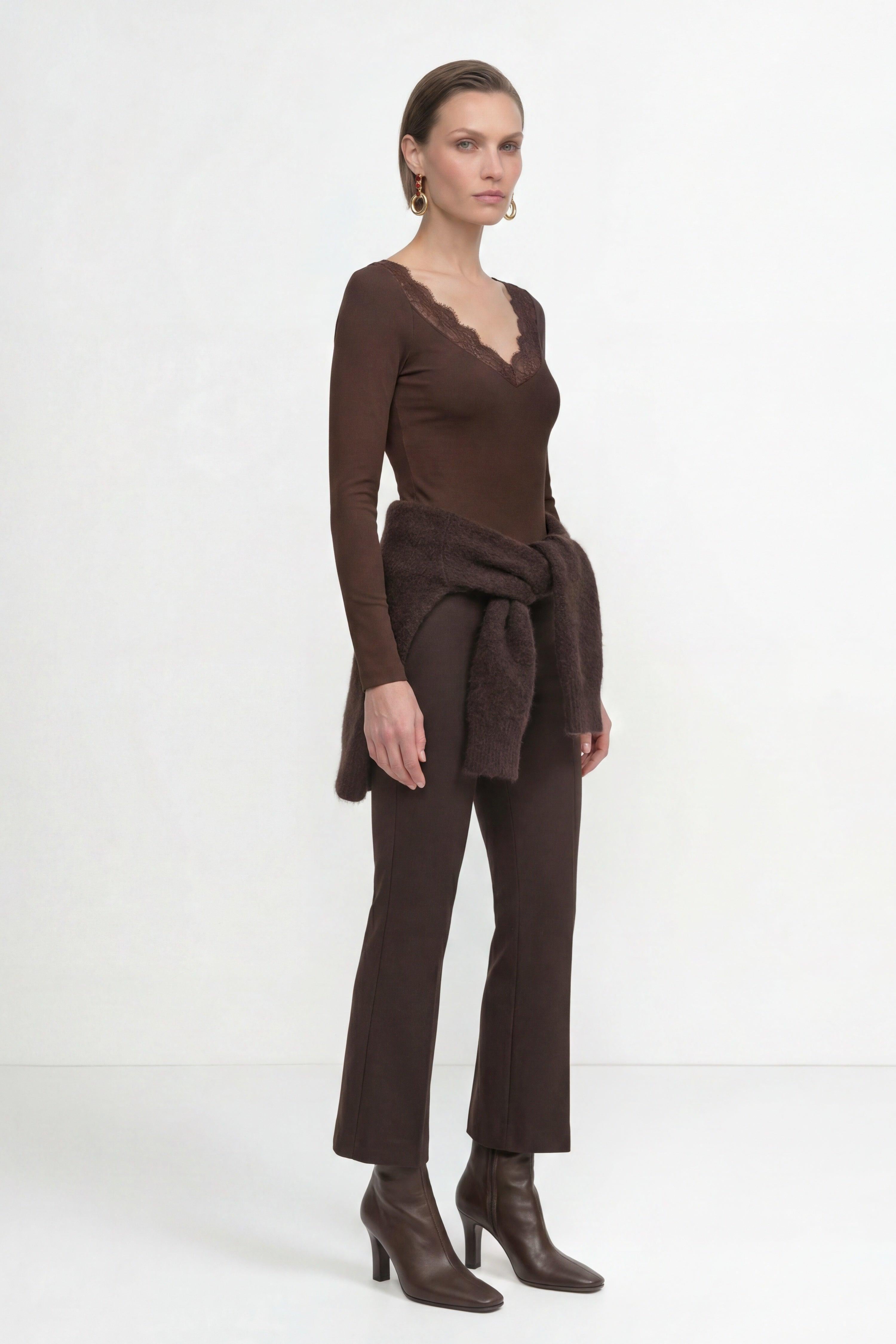 Baumwoll-Longsleeve mit Spitzenausschnitt-Rich & Royal