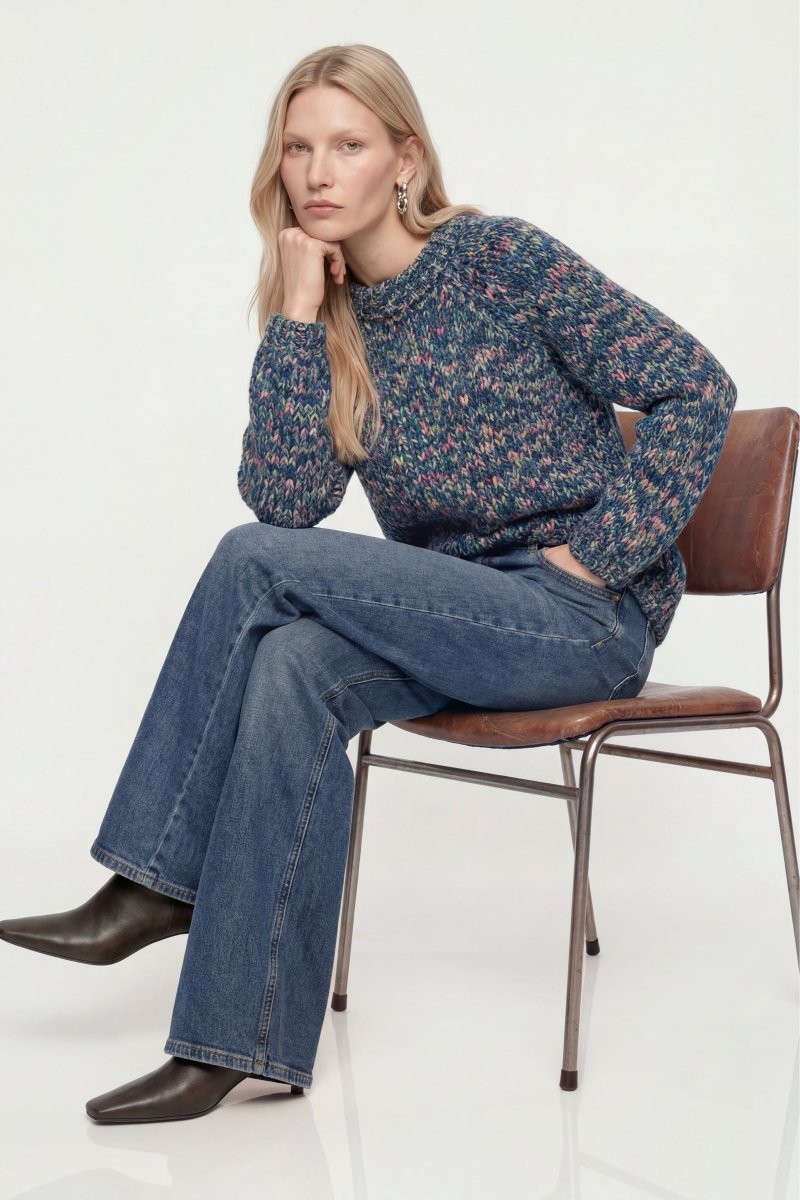 Grobstrick-Pullover in Melange-Optik-Rich & Royal