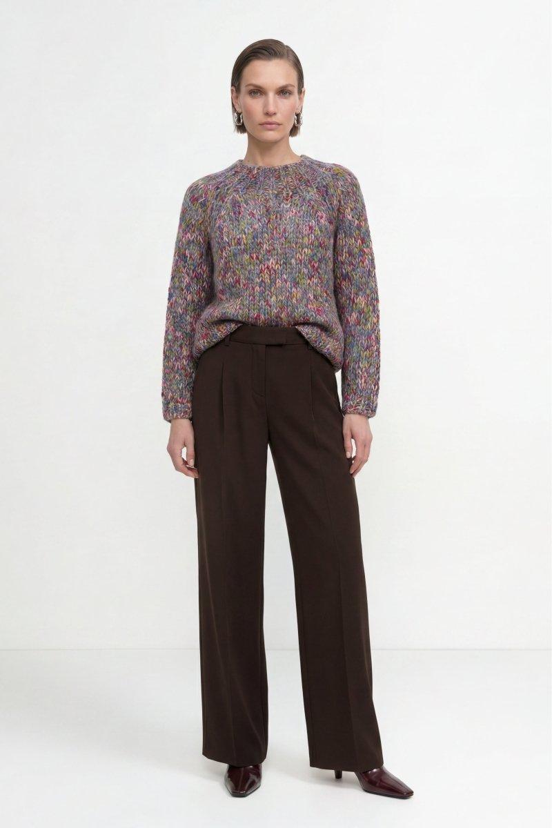 Grobstrick-Pullover in Melange-Optik-Rich & Royal