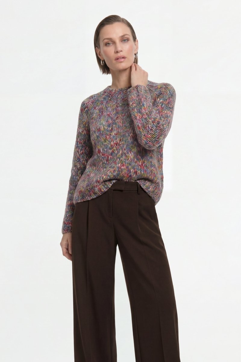 Grobstrick-Pullover in Melange-Optik-Rich & Royal