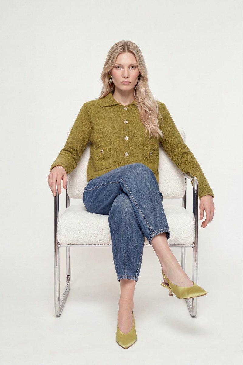 Bouclé-Cardigan mit Polokragen-Rich & Royal