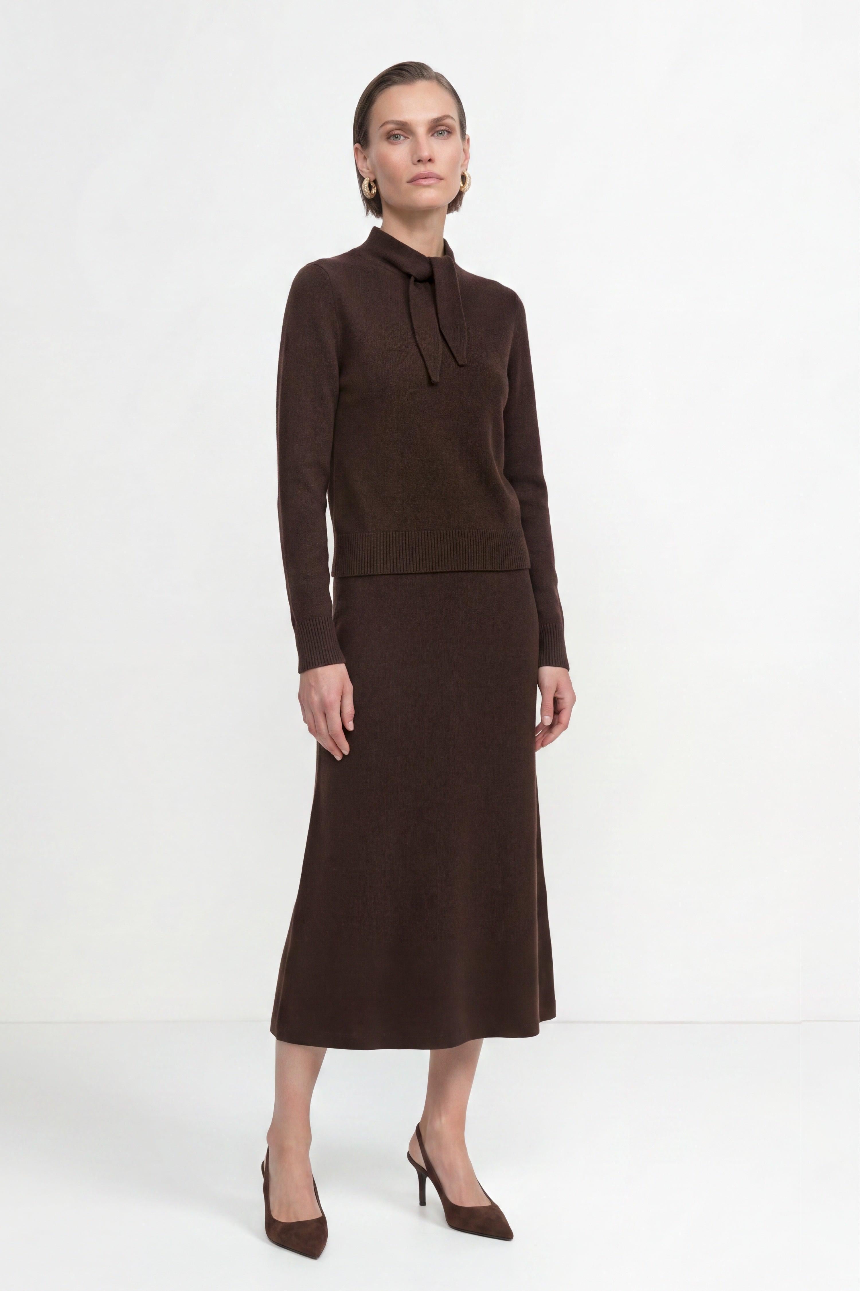 Merino-Kaschmir-Pullover mit Schleifenkragen-Rich & Royal