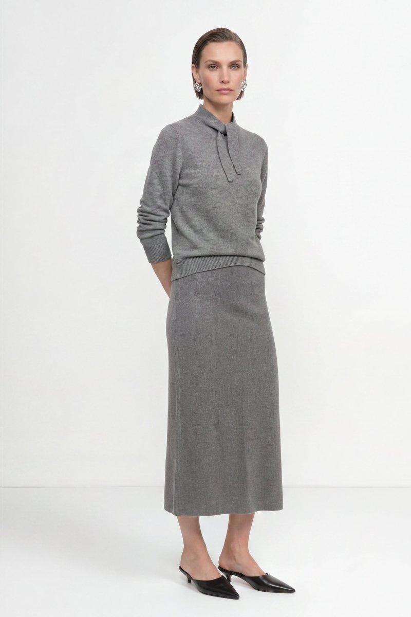 Merino-Kaschmir-Pullover mit Schleifenkragen-Rich & Royal