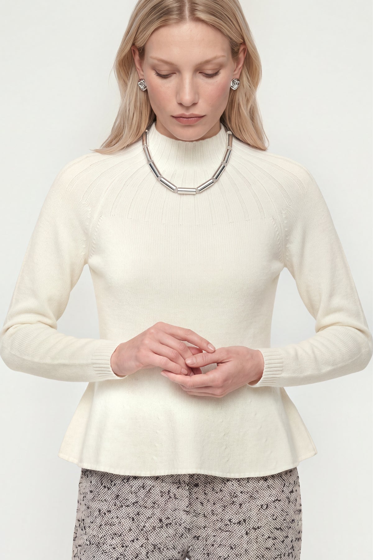 Merinopullover mit Peplum-Saum-Rich & Royal