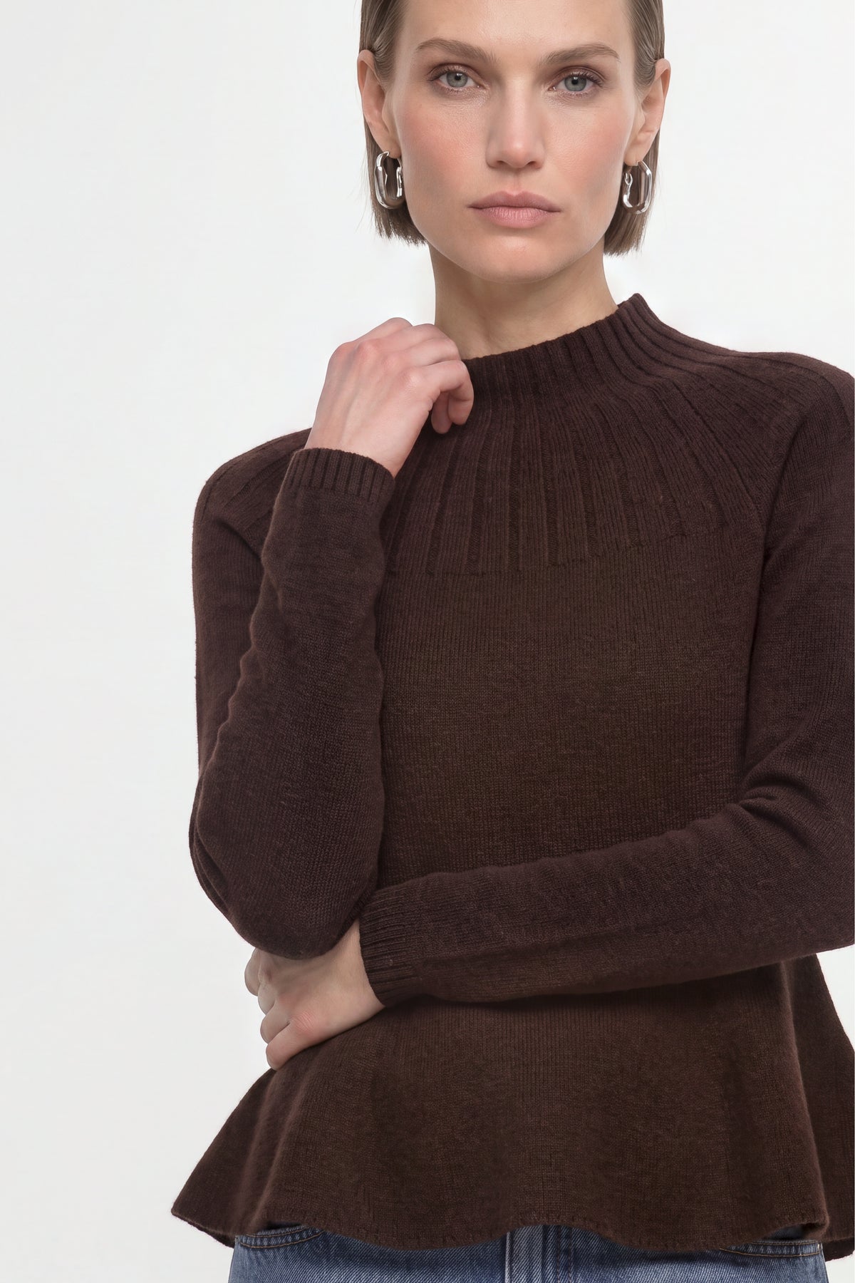 Merinopullover mit Peplum-Saum-Rich & Royal