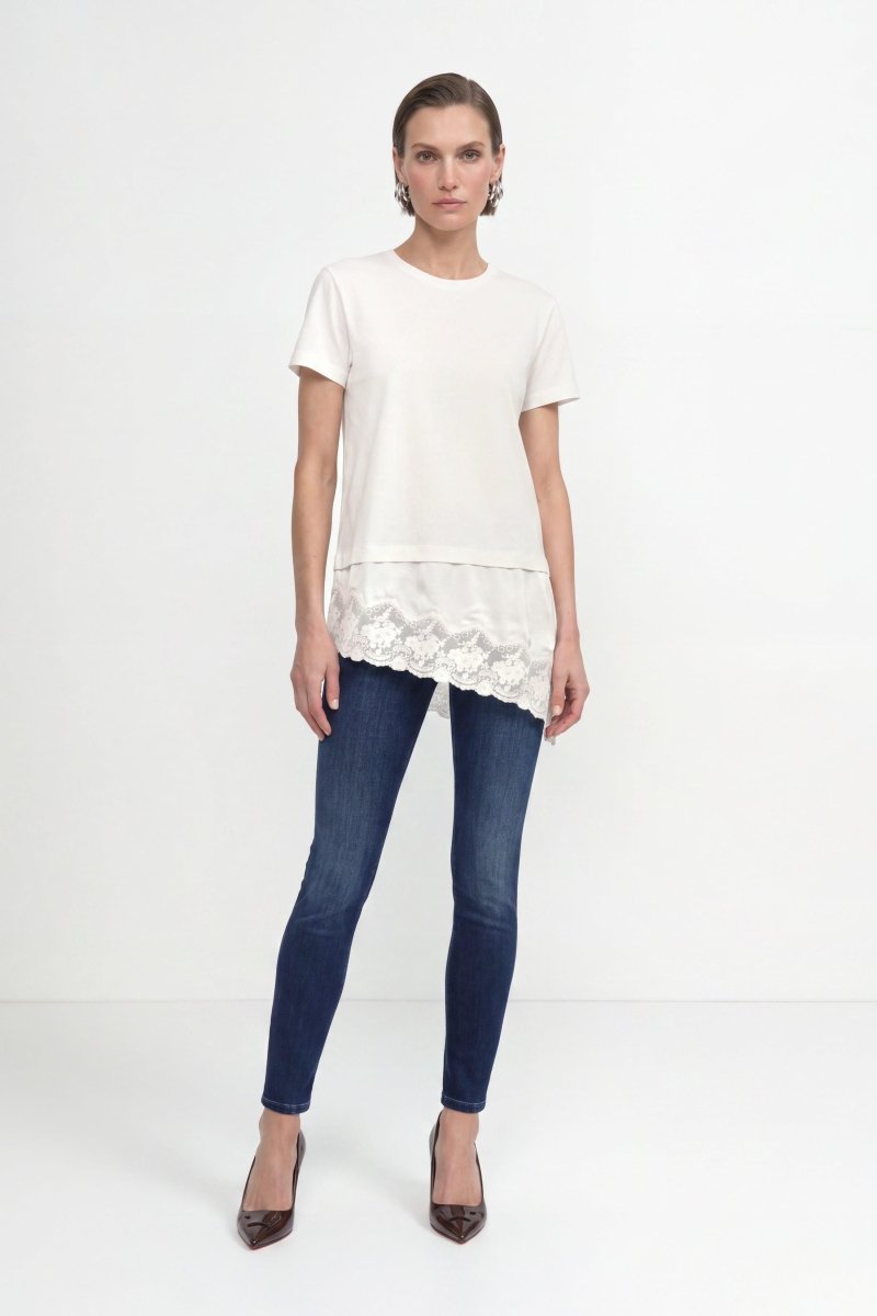 Baumwollshirt mit Spitzensaum-Rich & Royal