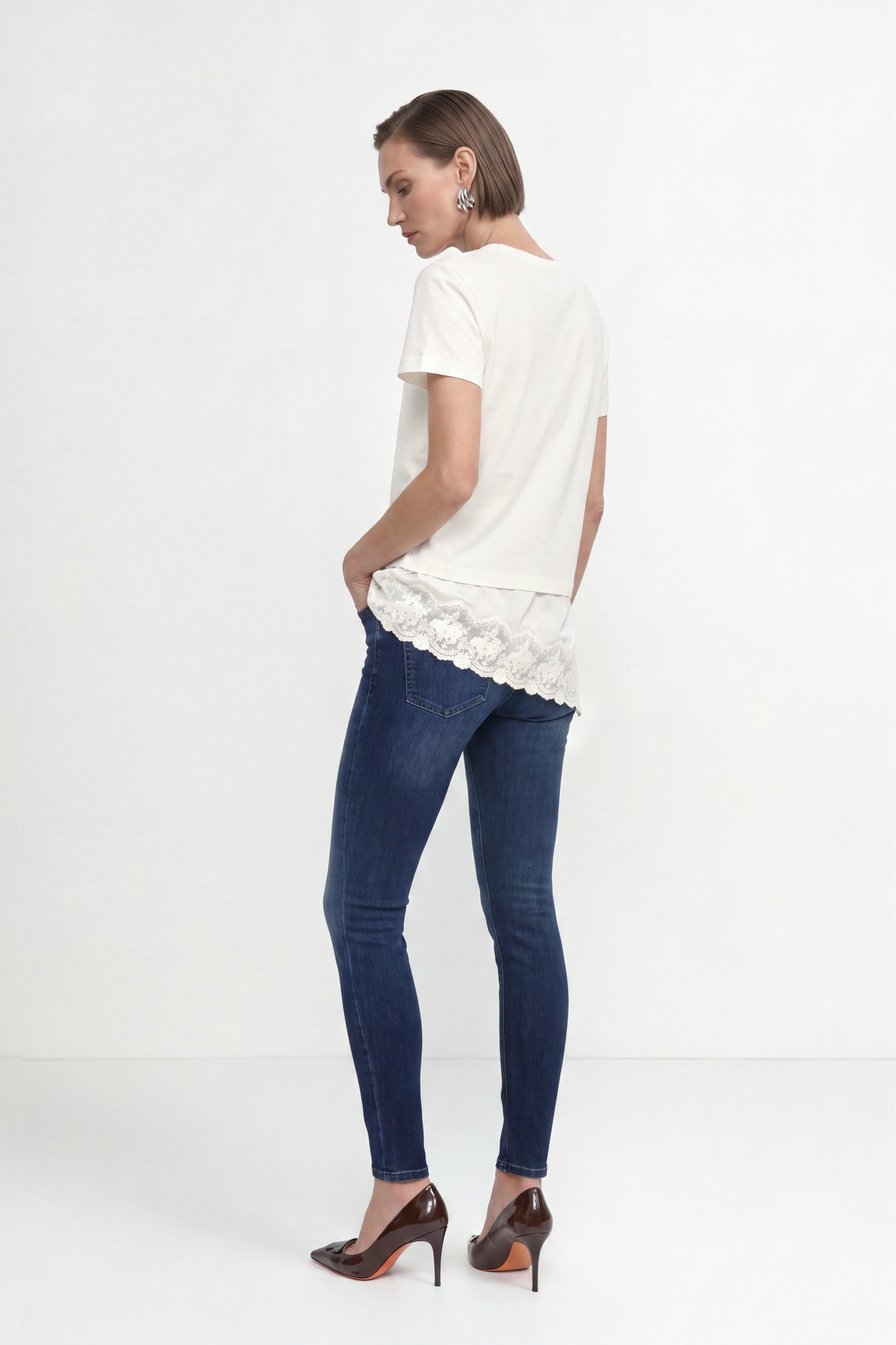 Baumwollshirt mit Spitzensaum-Rich & Royal