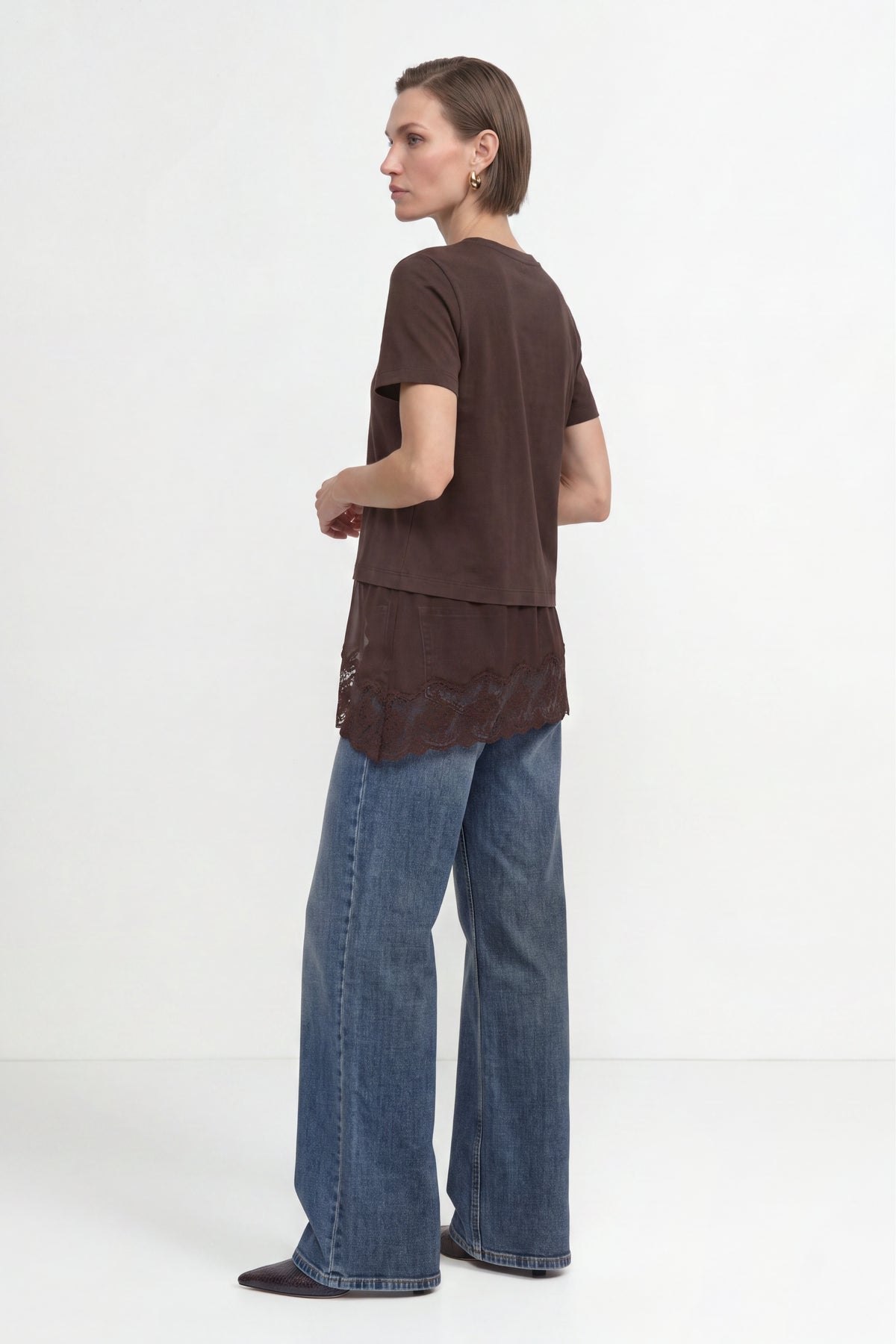 Baumwollshirt mit Spitzensaum-Rich & Royal
