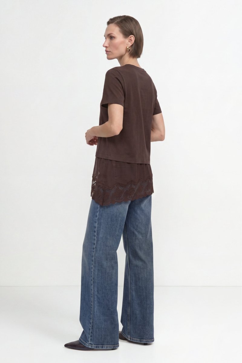 Baumwollshirt mit Spitzensaum-Rich & Royal