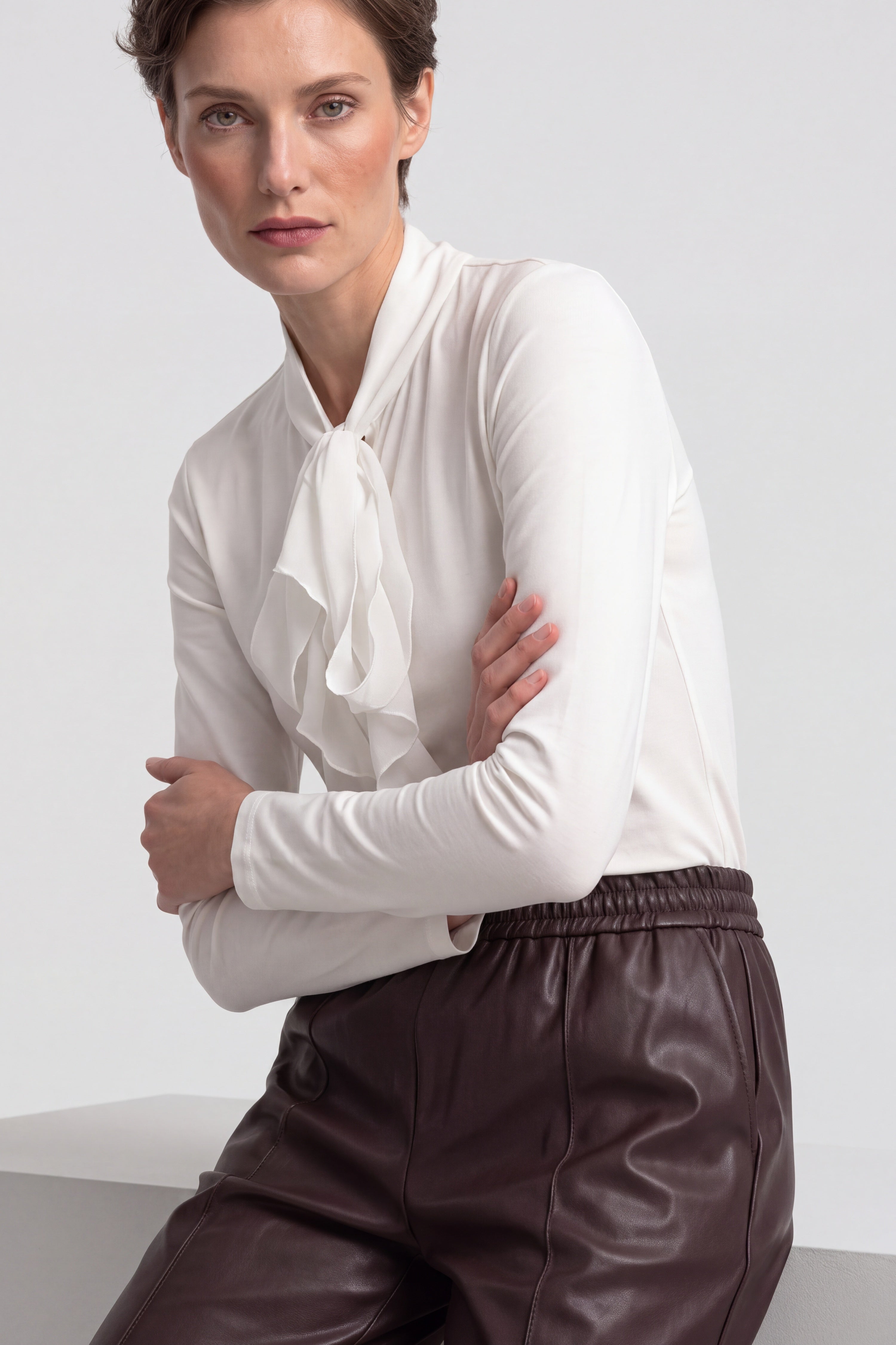 Baumwoll-Longsleeve mit Rüschendetail-Rich & Royal