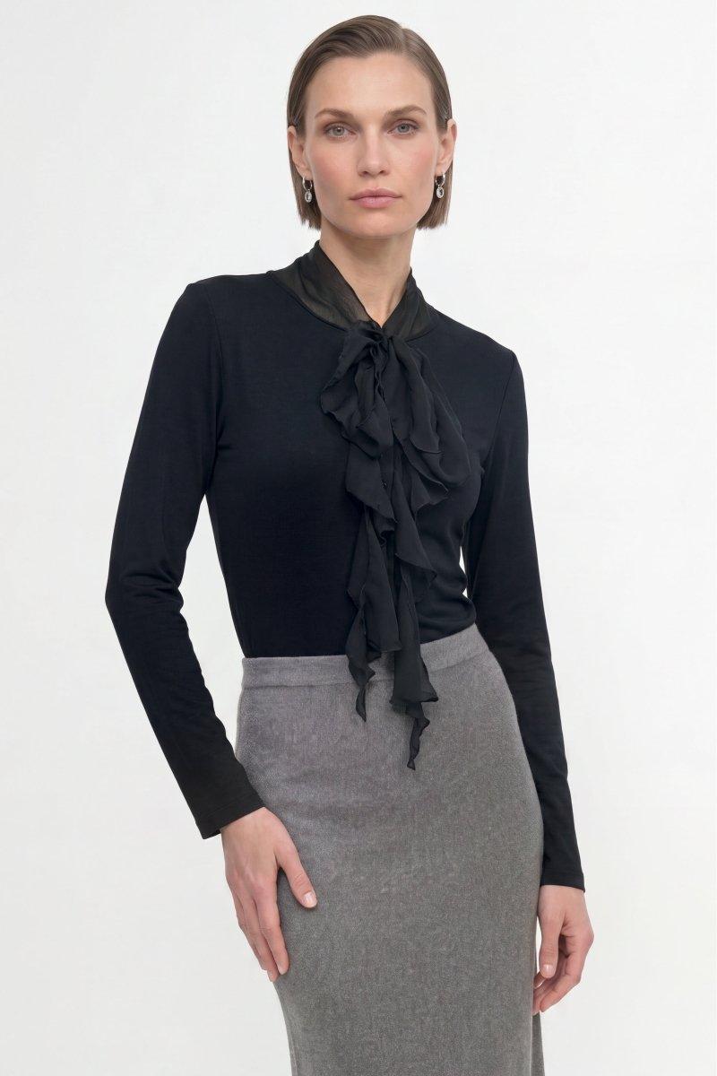 Baumwoll-Longsleeve mit Rüschendetail-Rich & Royal