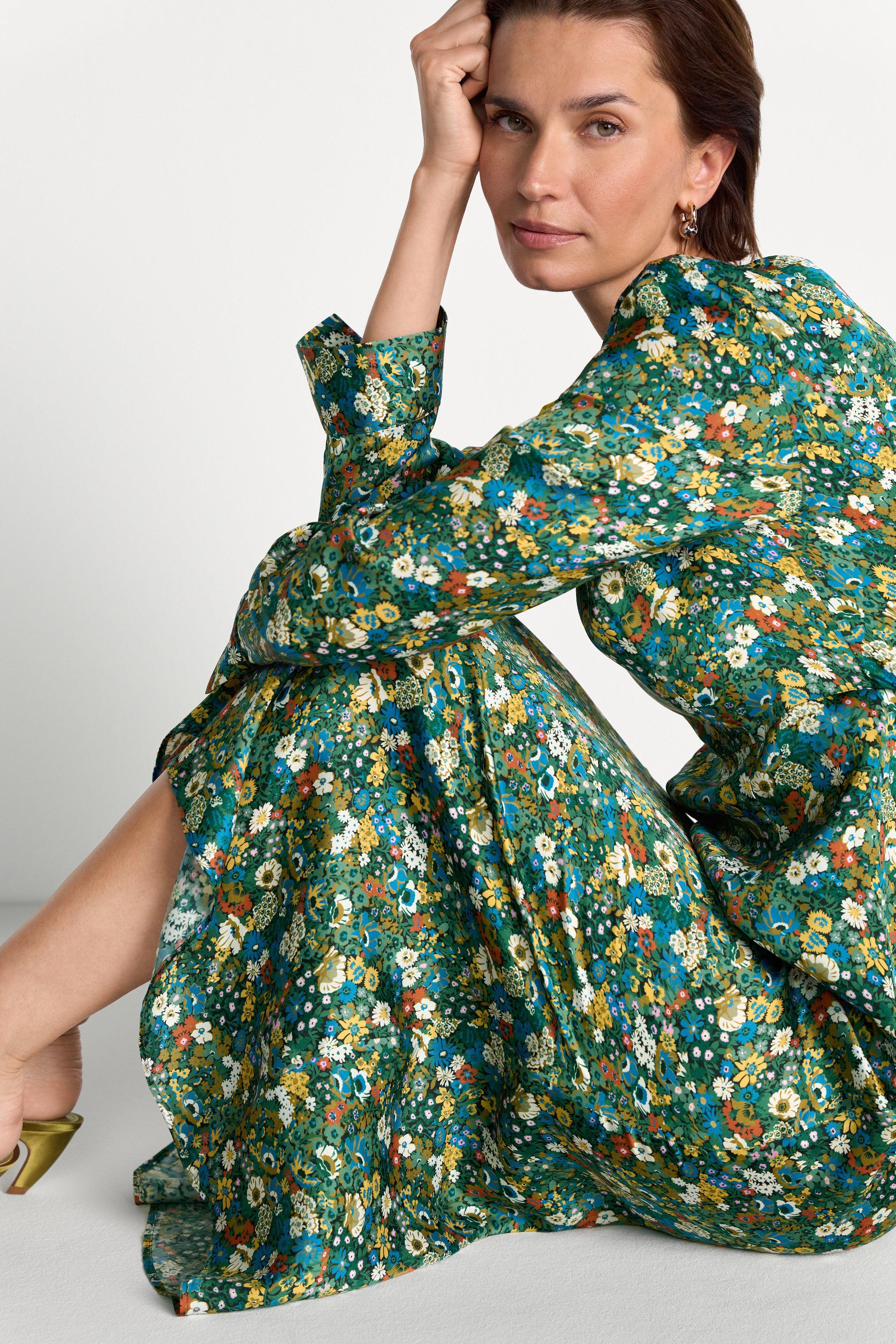 Midikleid mit Schluppe und Blumenprint-Rich & Royal