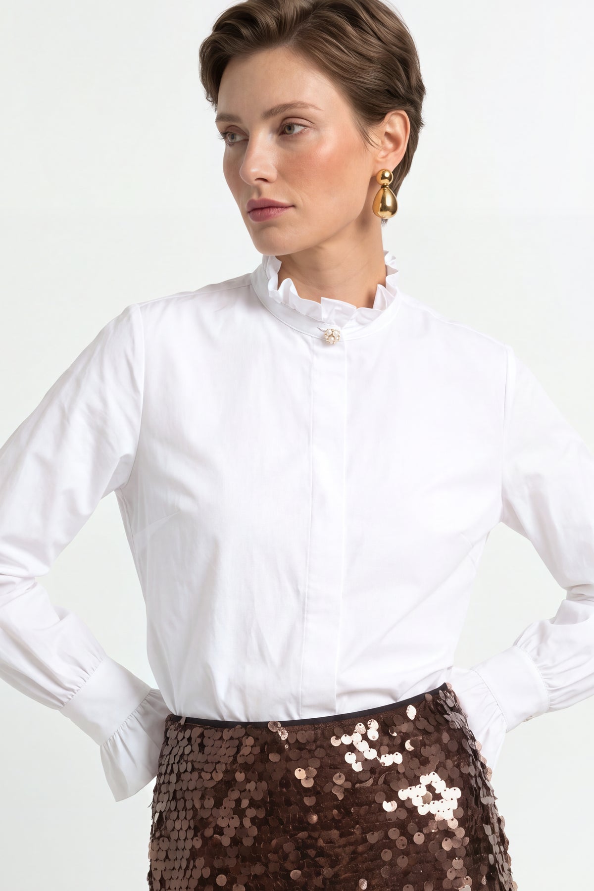 Baumwollbluse mit Rüschenkragen-Rich & Royal