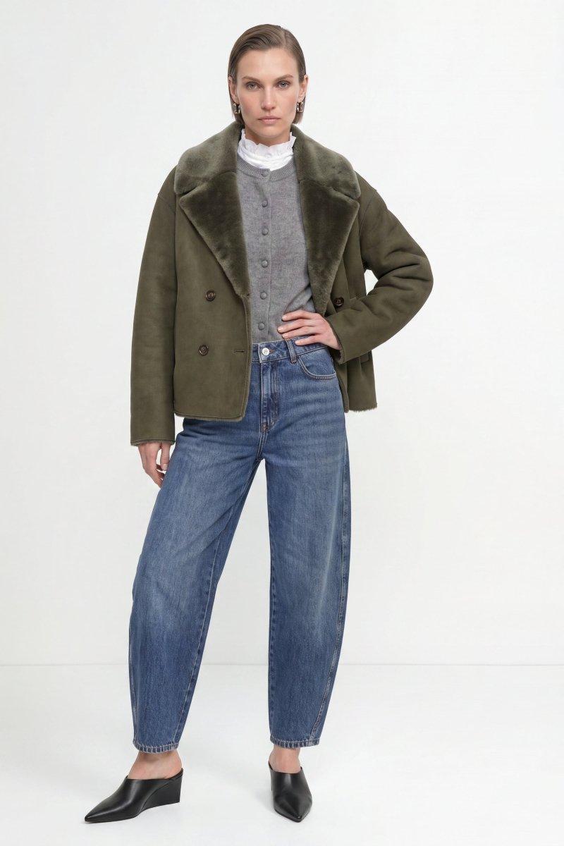 Kurze Jacke in Lammfell-Optik-Rich & Royal