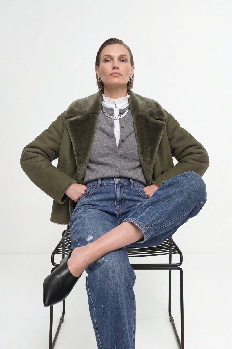 Kurze Jacke in Lammfell-Optik-Rich & Royal