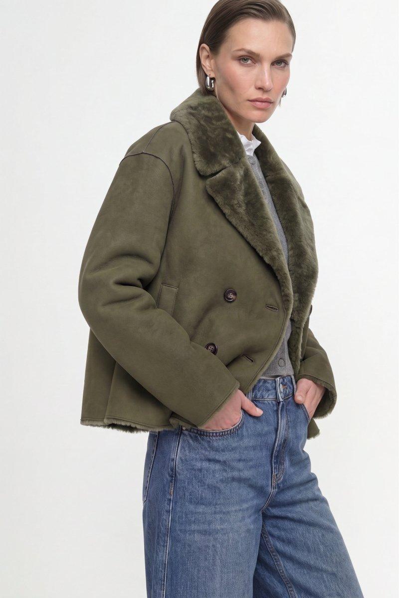 Kurze Jacke in Lammfell-Optik-Rich & Royal