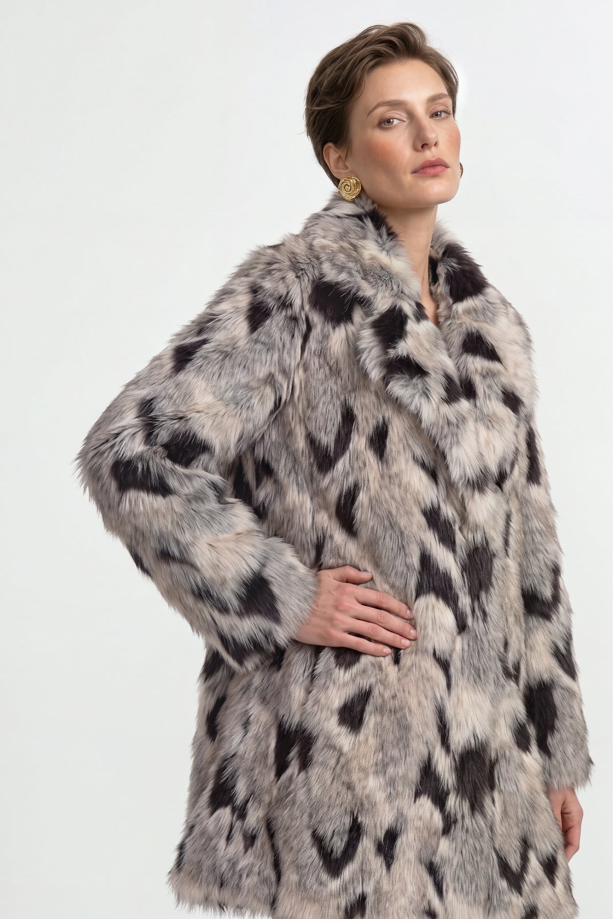 Fellimitatmantel mit Animal-Print-Rich & Royal