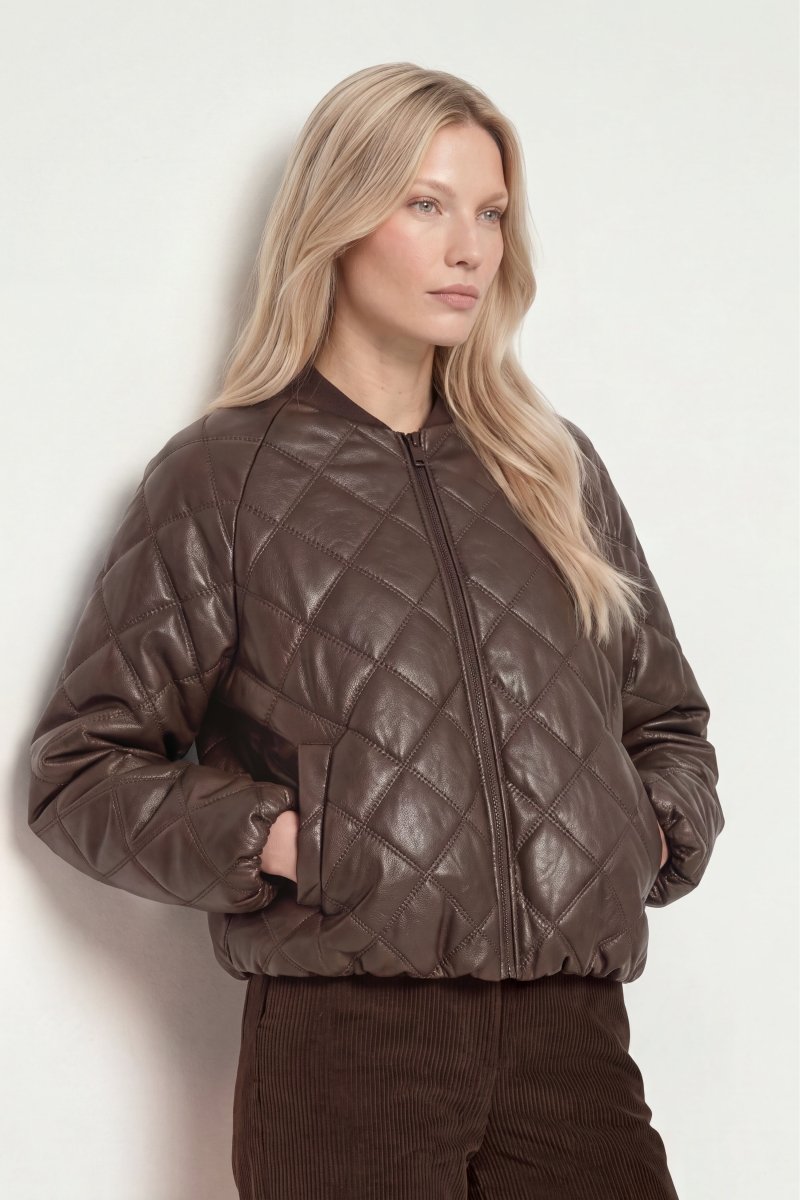 Gesteppte Jacke in Lederoptik-Rich & Royal