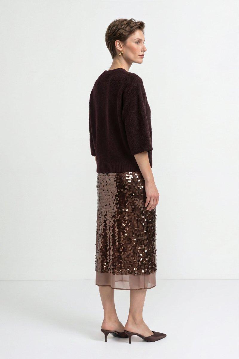 Cropped Bouclé-Pullover mit Halbarm-Rich & Royal