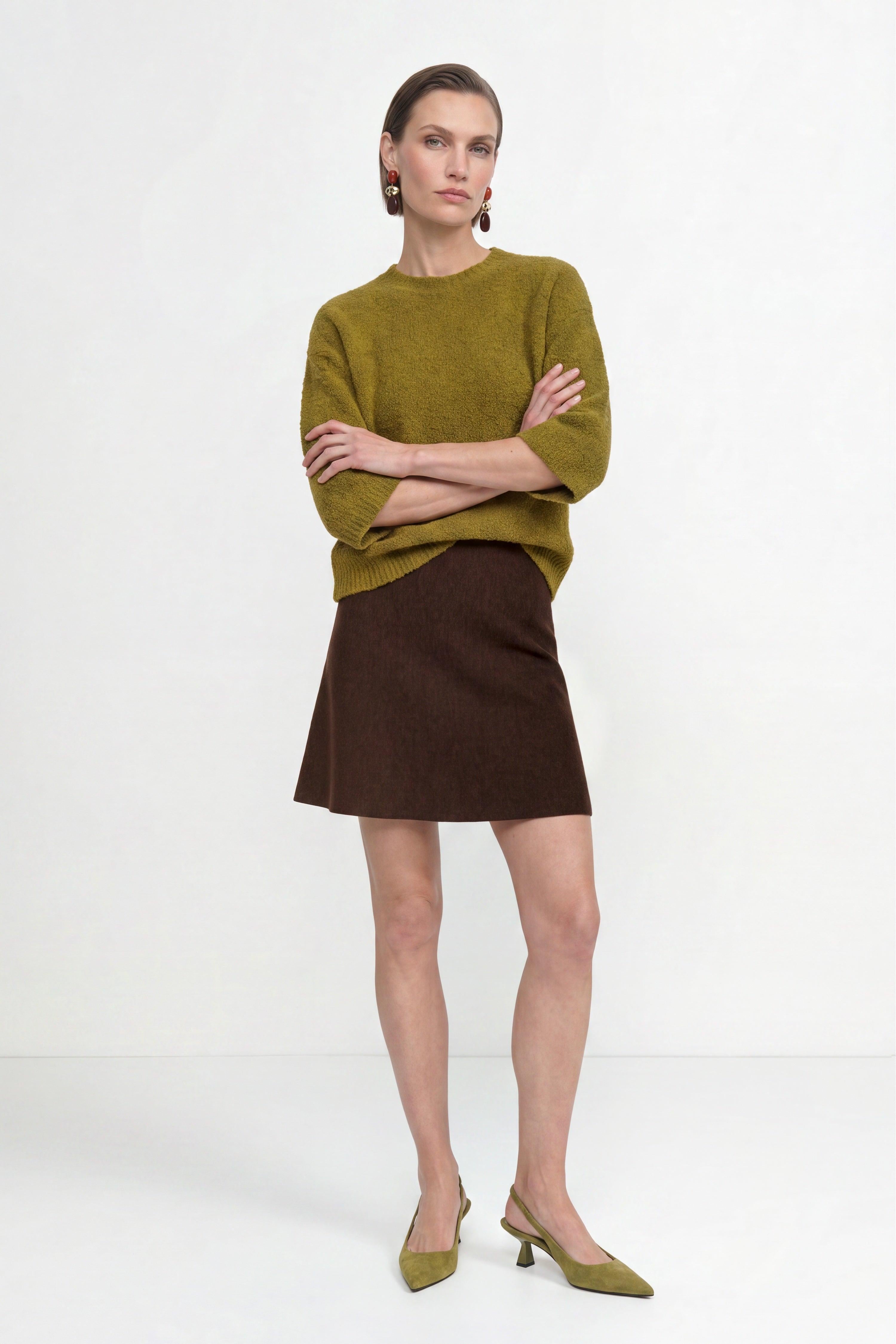 Cropped Bouclé-Pullover mit Halbarm-Rich & Royal
