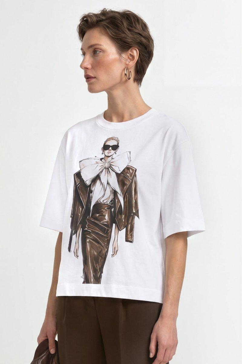 Baumwoll-T-Shirt mit Motiv-Print-Rich & Royal