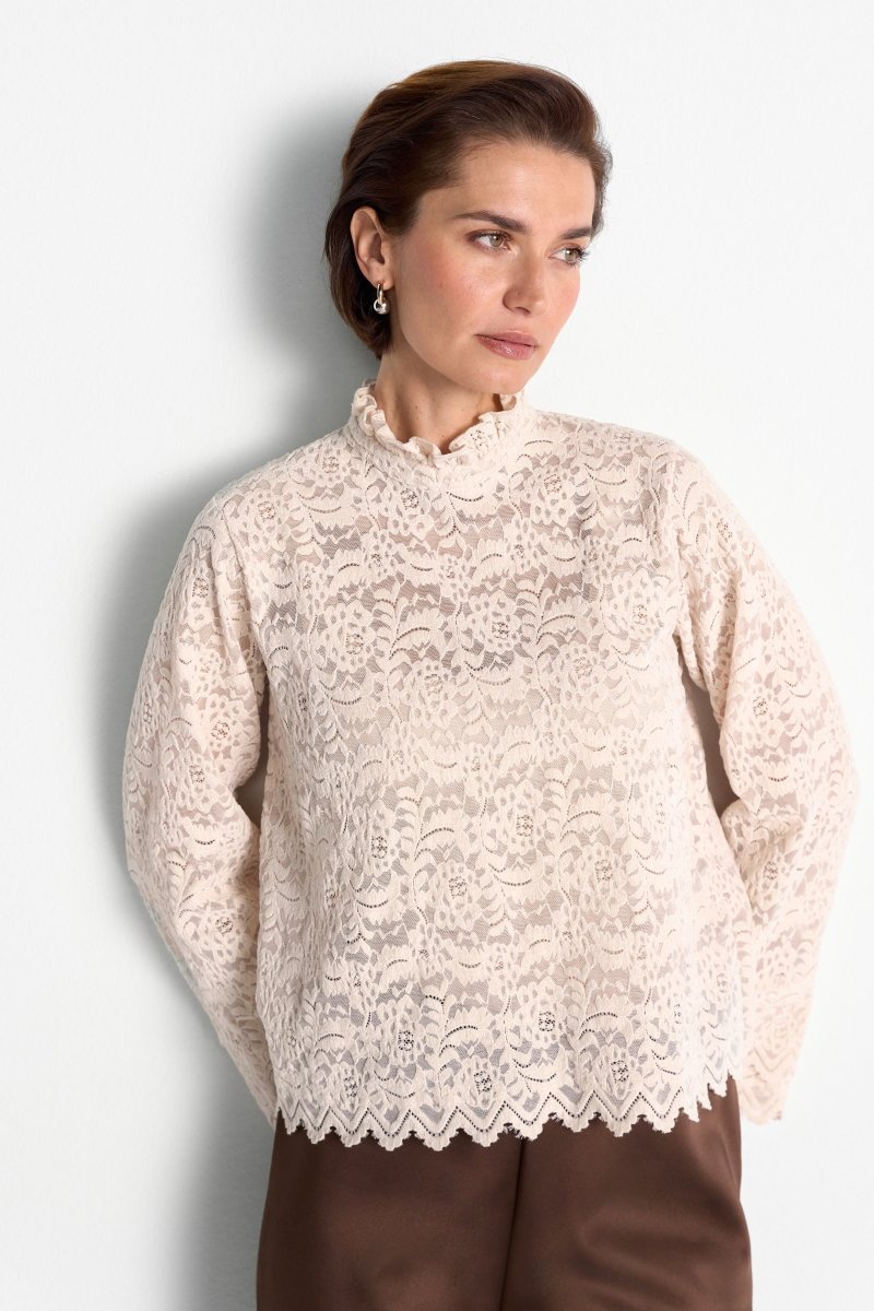 Spitzenbluse mit Stehkragen-Rich & Royal