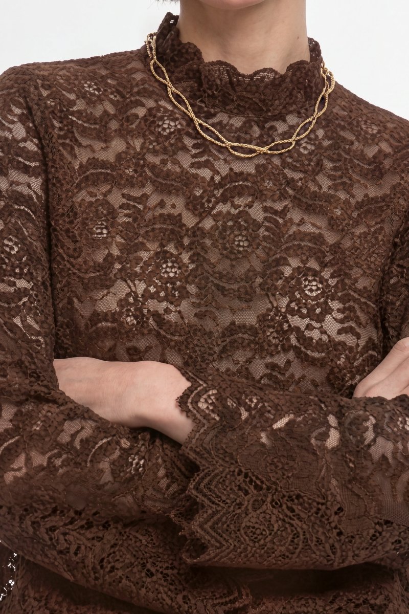 Spitzenbluse mit Stehkragen-Rich & Royal