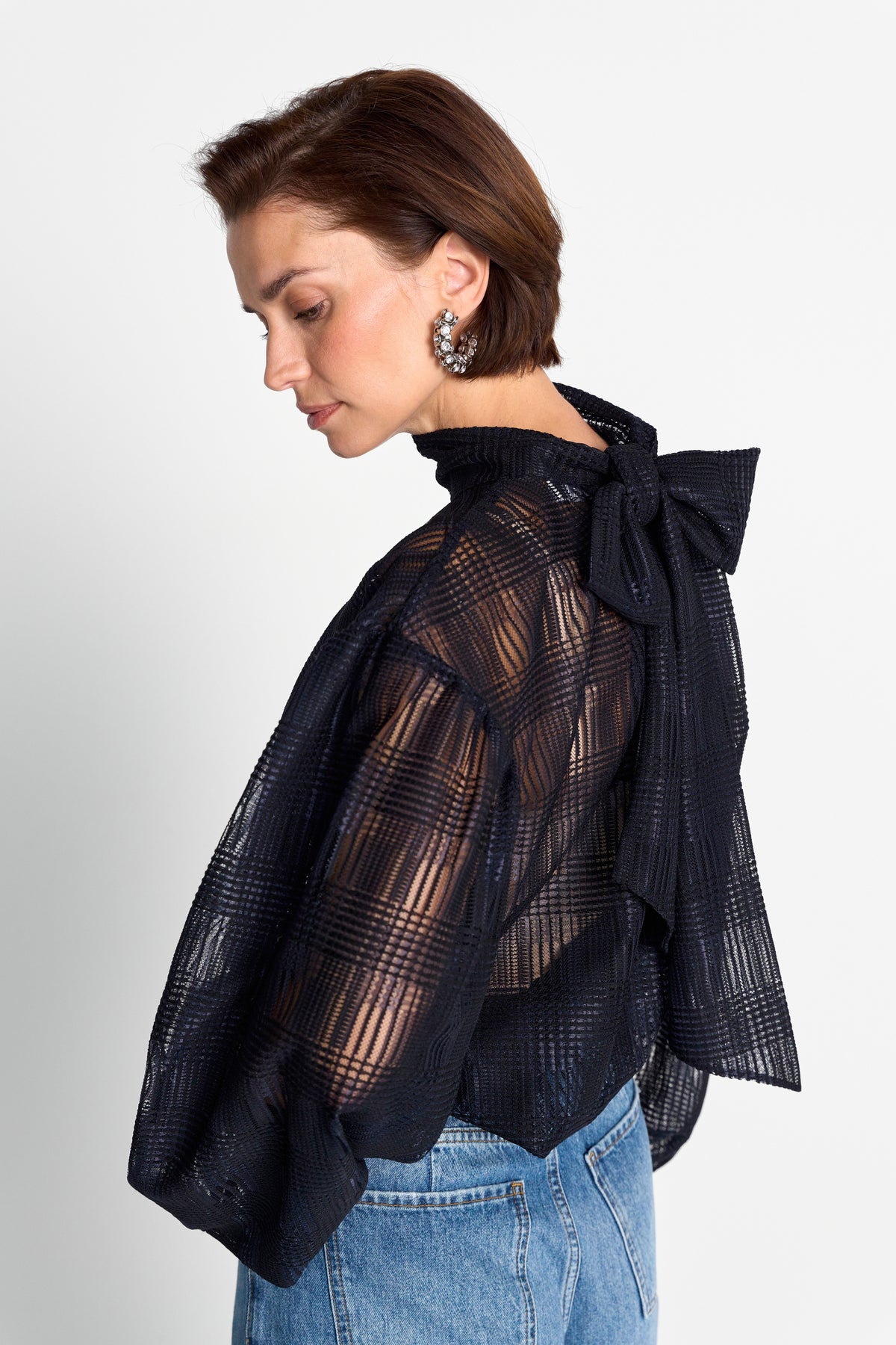 Transparente Karobluse mit Stehkragen-Rich & Royal